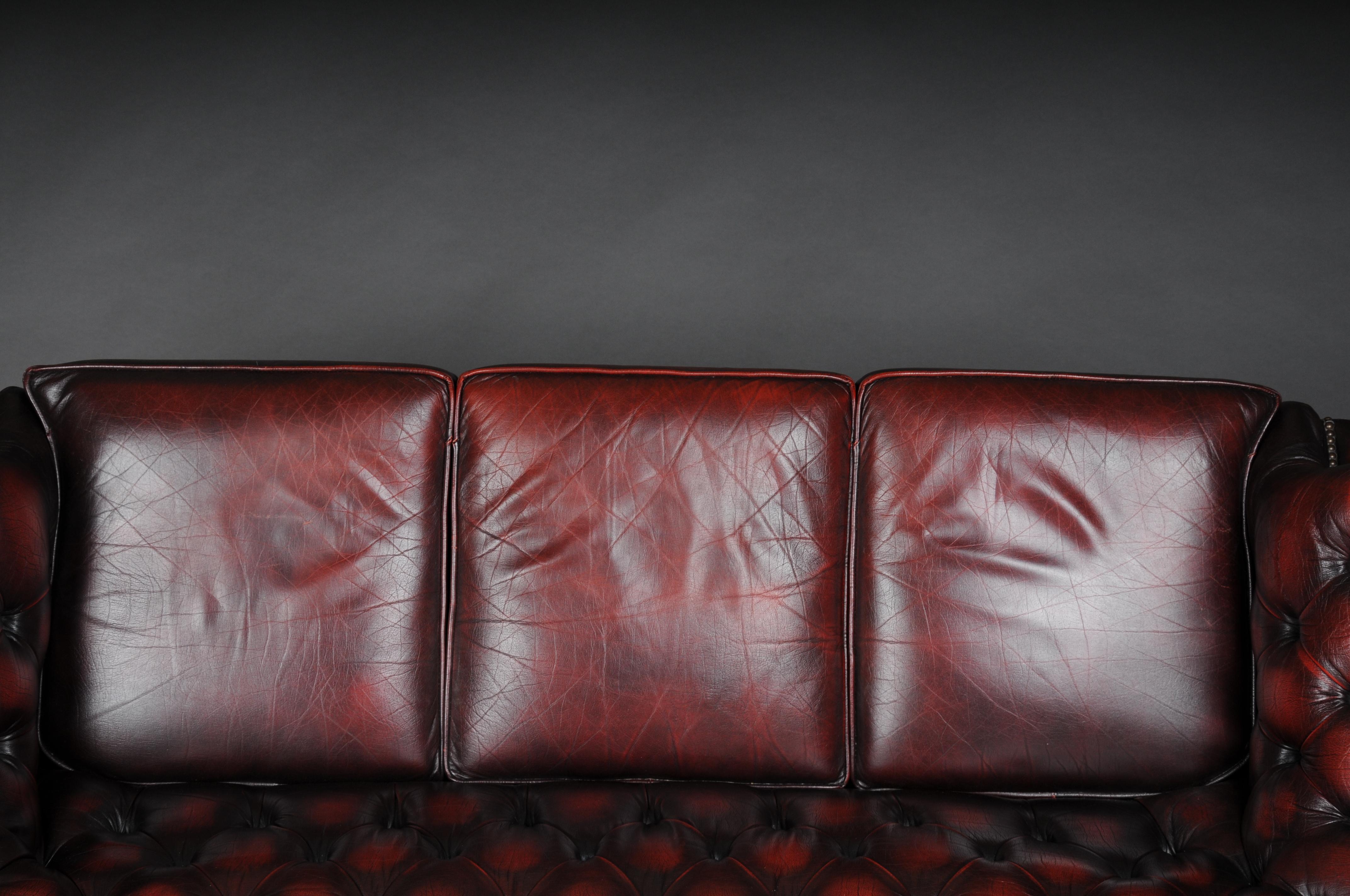 Exclusive 3 Seater Chesterfield Couch/Sofa Bordeaux Red, England For