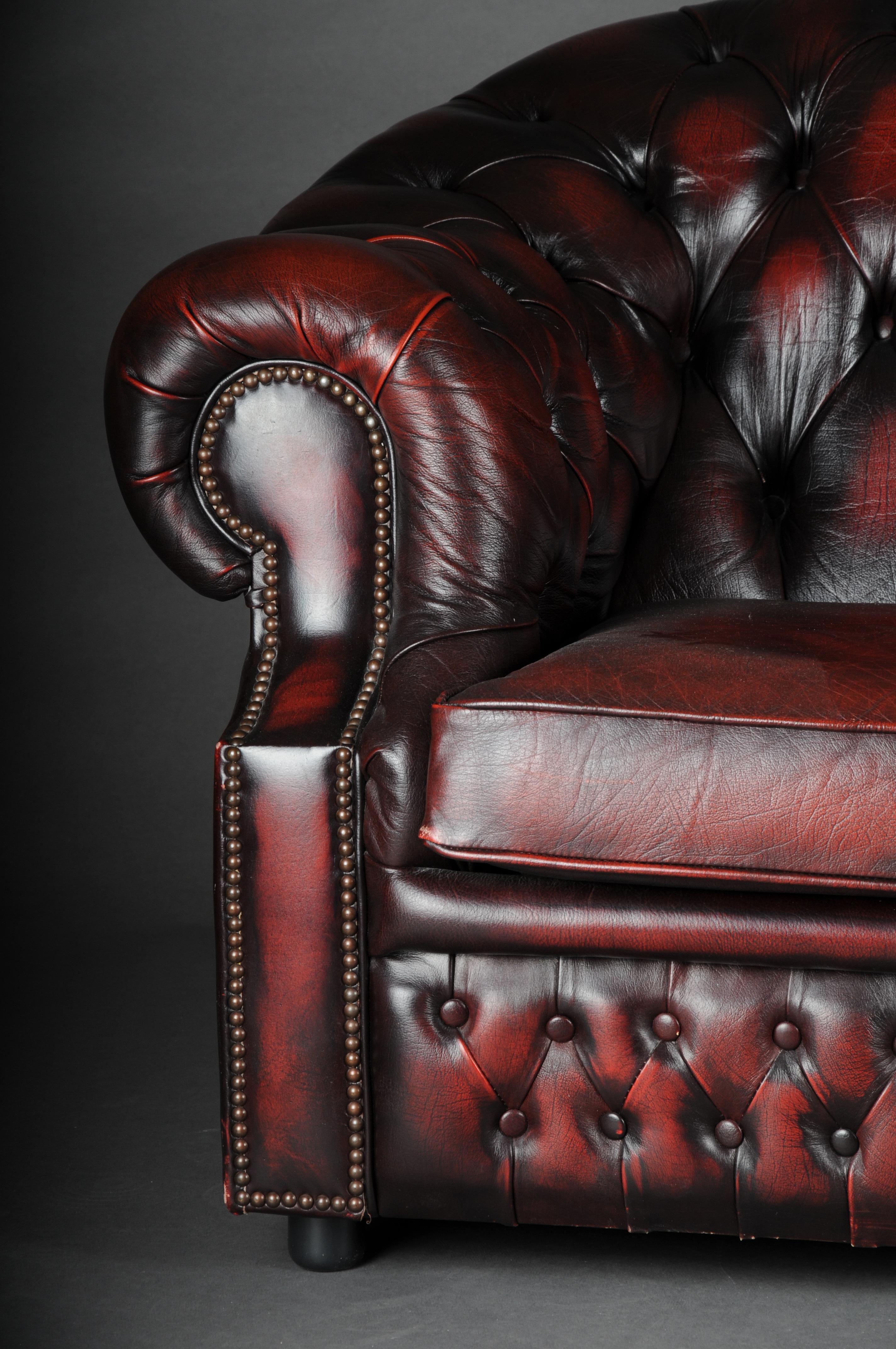 Exclusive 3 Seater Chesterfield Couch/Sofa Bordeaux Red, England For