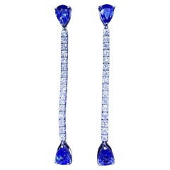 Exclusive 5, 74 Ceylon Sapphires and Diamonds on Tennis Earrings