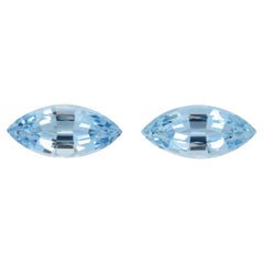 7.75 Carat Marquise Cut Aquamarine Matched Pair Loose Gemstones Custom Jewelry