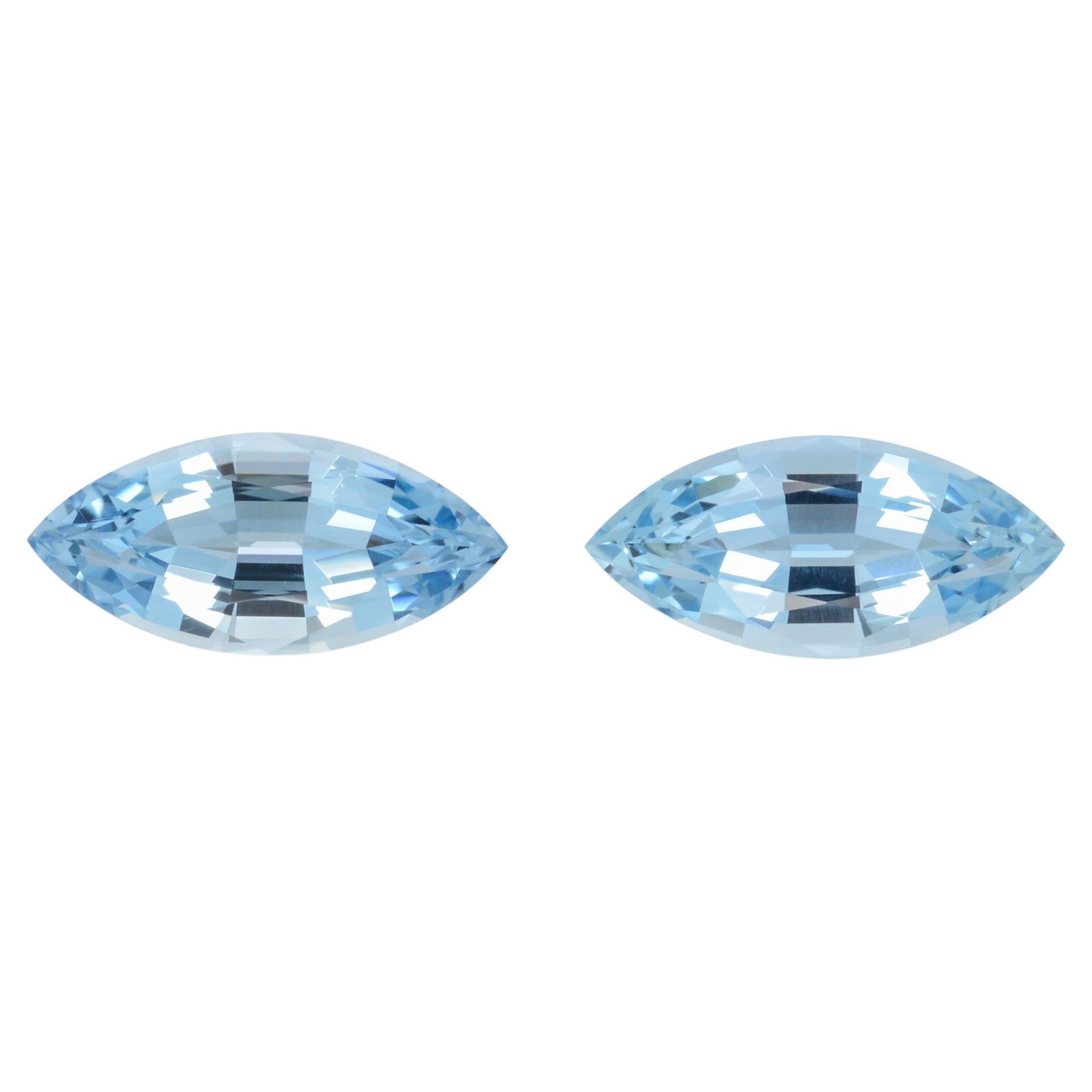 Esclusiva coppia di acquamarine marquise da 7,75 carati - Perfetta per orecchini di lusso personalizzati in vendita