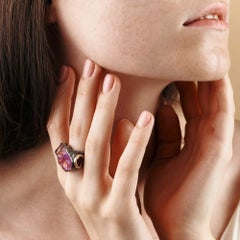 Exclusive 925 Sterling Silver Kish Amethyst and Ruby Ring by German Kabirski