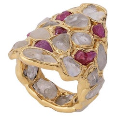 Exclusive 925 Sterling Silver Offia White Sapphire and Ruby Ring by German