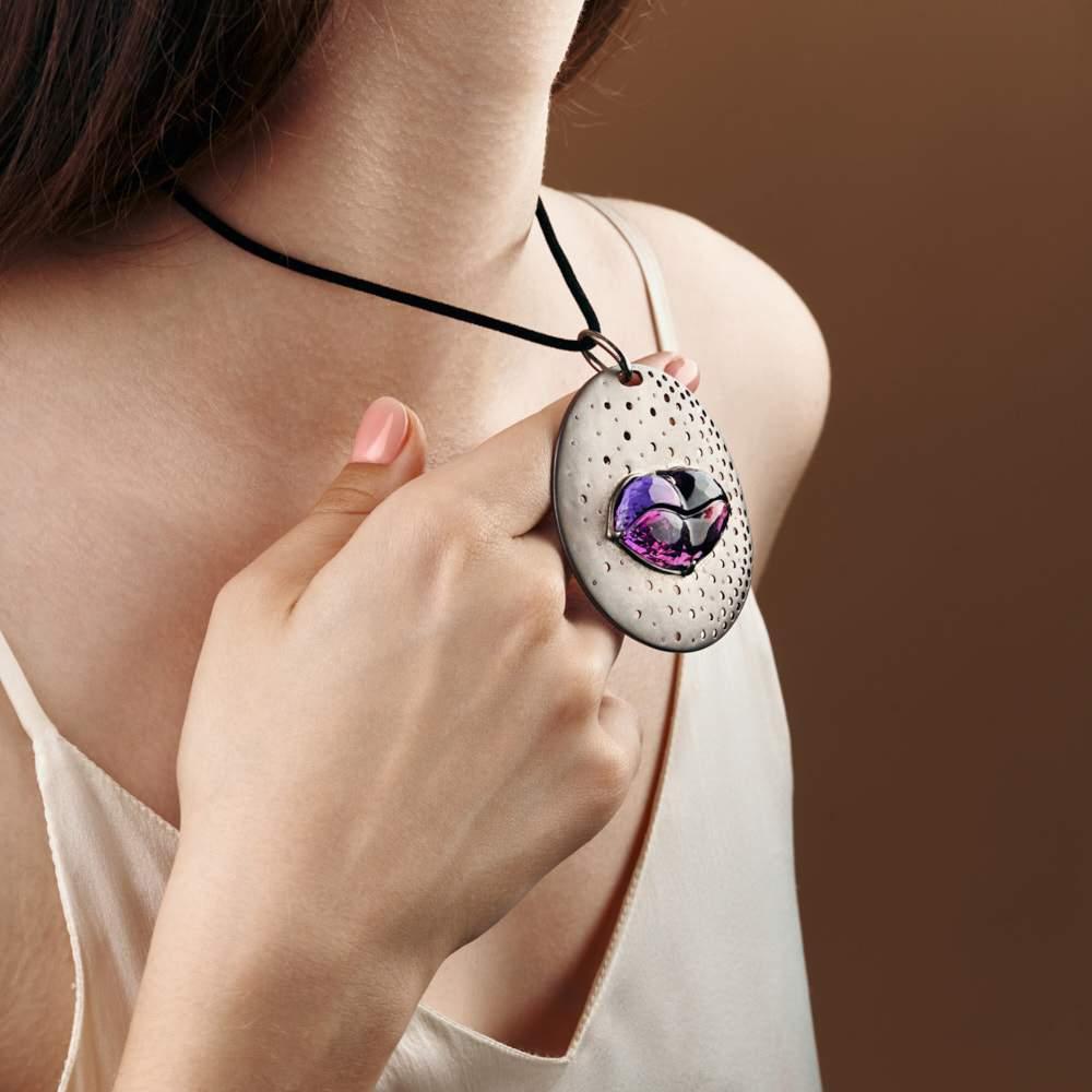 Mixed Cut Exclusive 925 Sterling Silver Wytha Amethyst and Ruby Pendant by German Kabirski