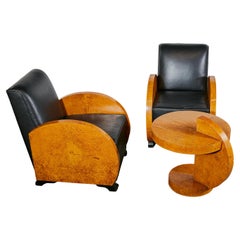 Exclusive Amboina armchair set with side table