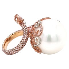 Exclusive and Unique 21 MM GIA Certified Pearl Ring with Diamonds