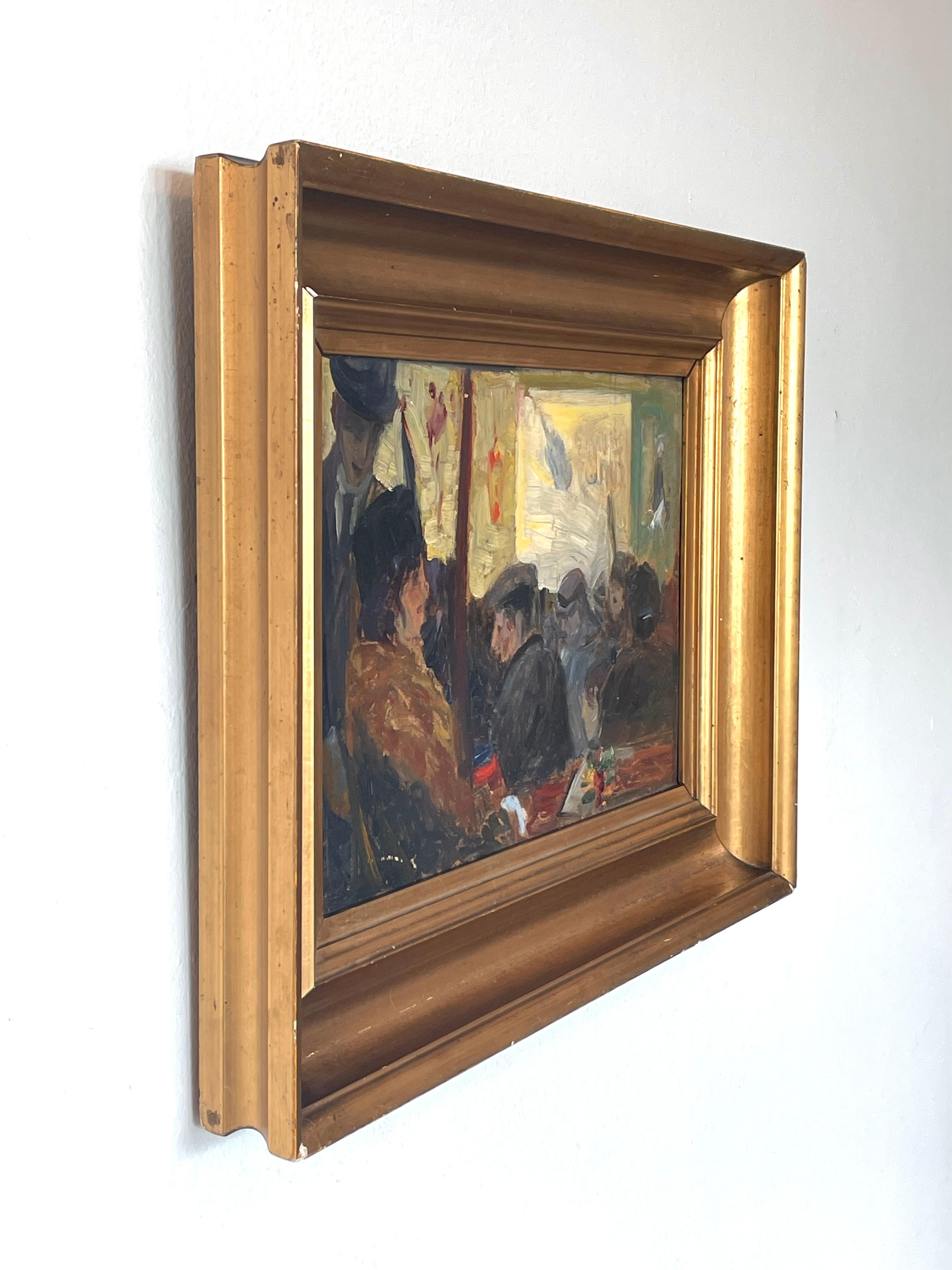 Exclusive antique early 20th century original oil on plate genre painting For Sale 4