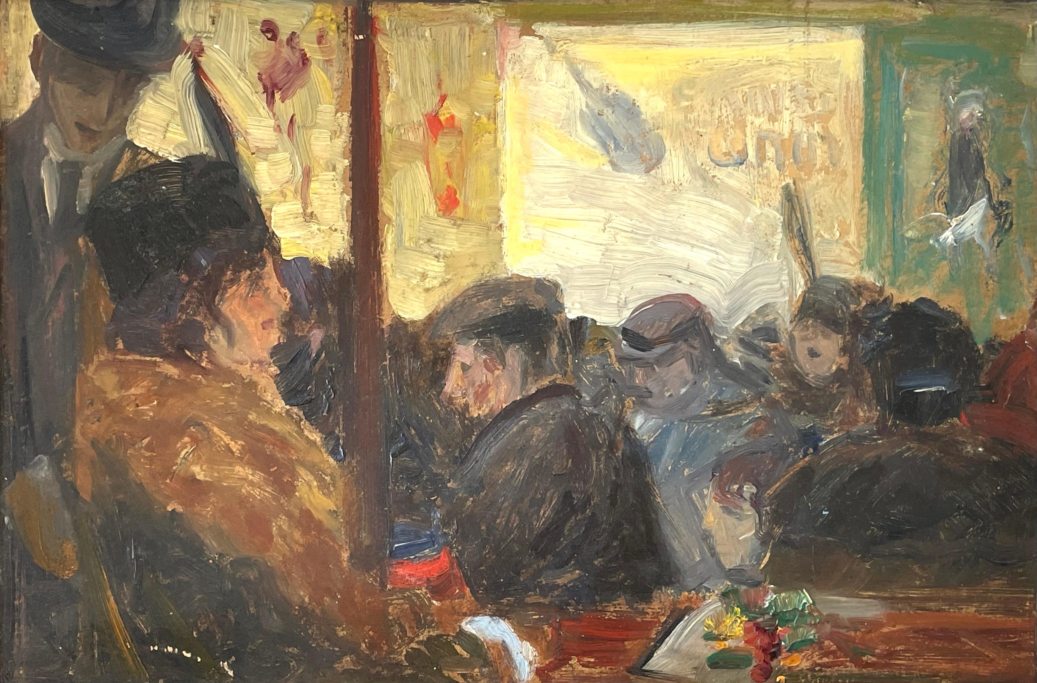 Art Deco Exclusive antique early 20th century original oil on plate genre painting For Sale