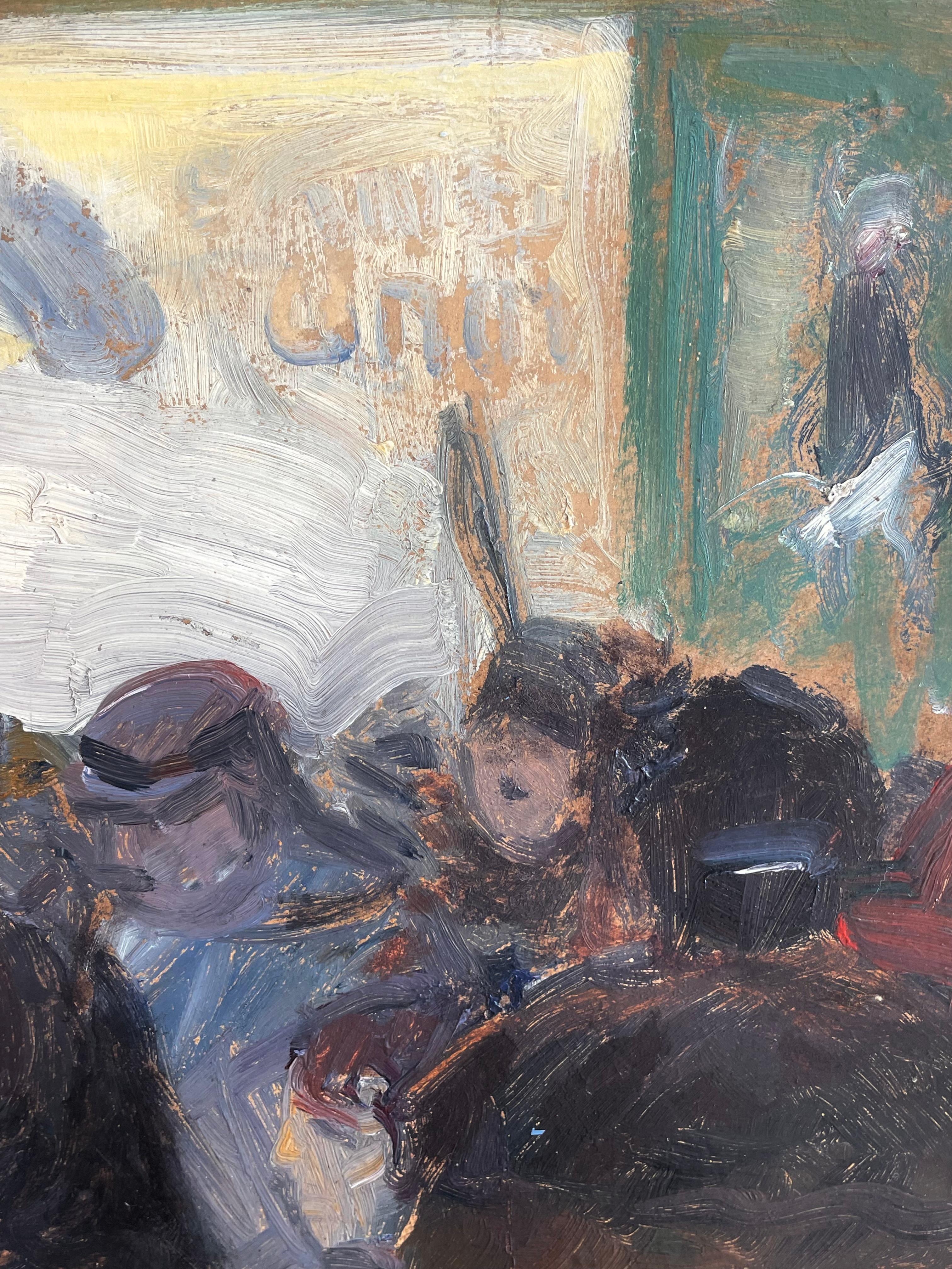 20th Century Exclusive antique early 20th century original oil on plate genre painting For Sale