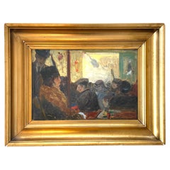 Esclusivo dipinto di genere antico dell'inizio del XX secolo originale ad olio su tavola