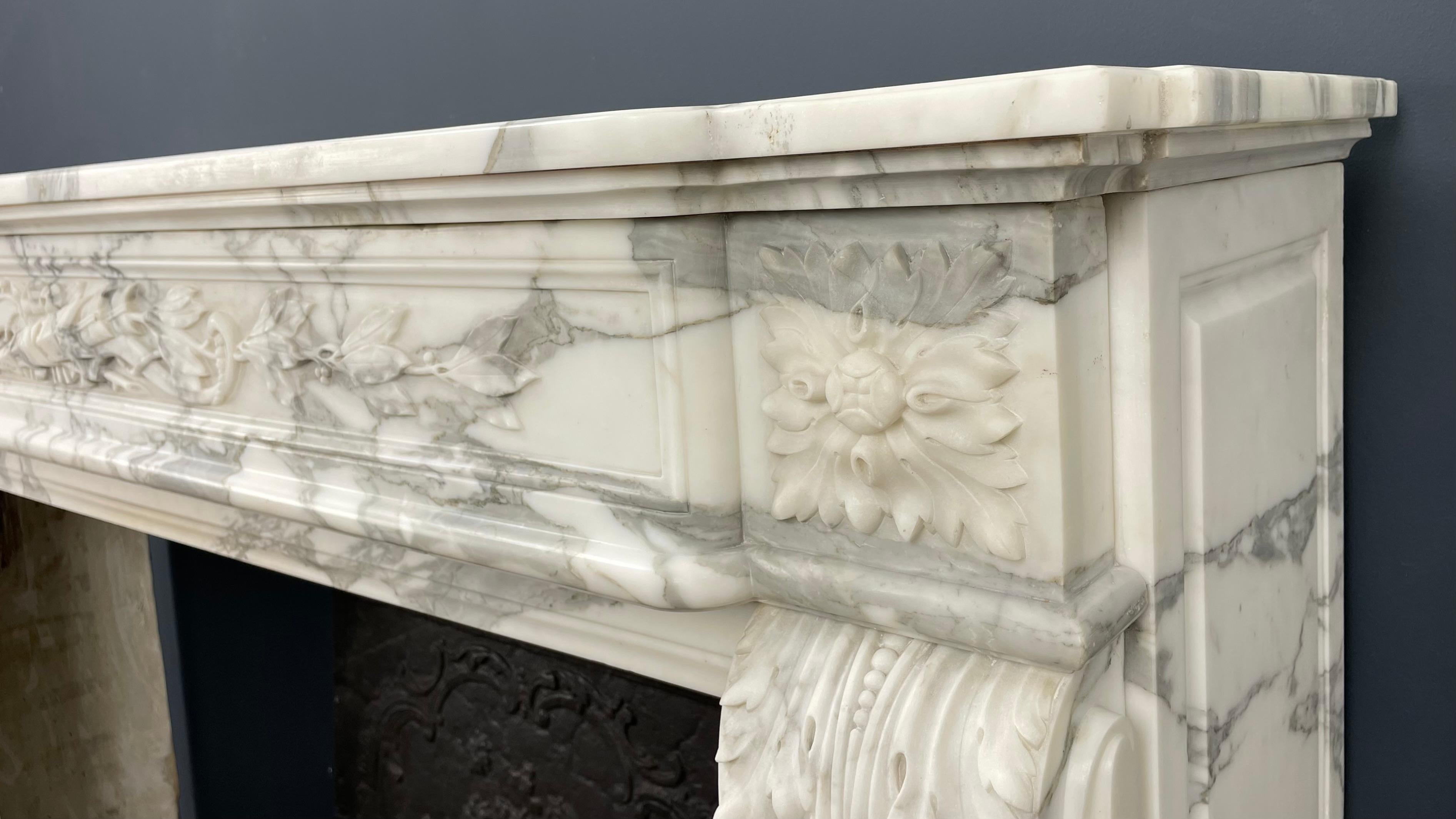 EXCLUSIVE  Antique Fireplace Surround Arabescato Marble *FREE  SHIPPING  For Sale 2