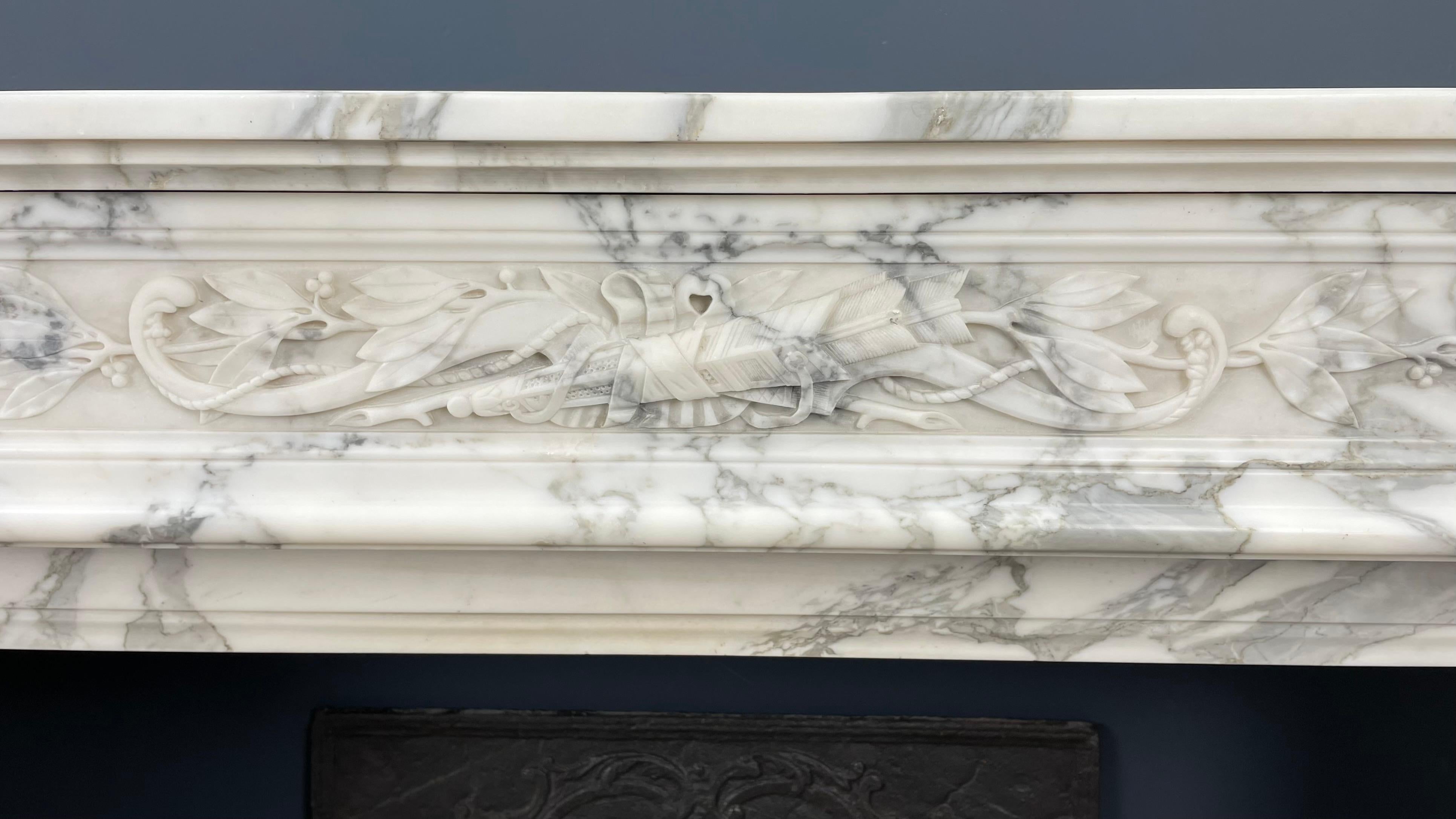 EXCLUSIVE  Antique Fireplace Surround Arabescato Marble *FREE  SHIPPING  For Sale 4