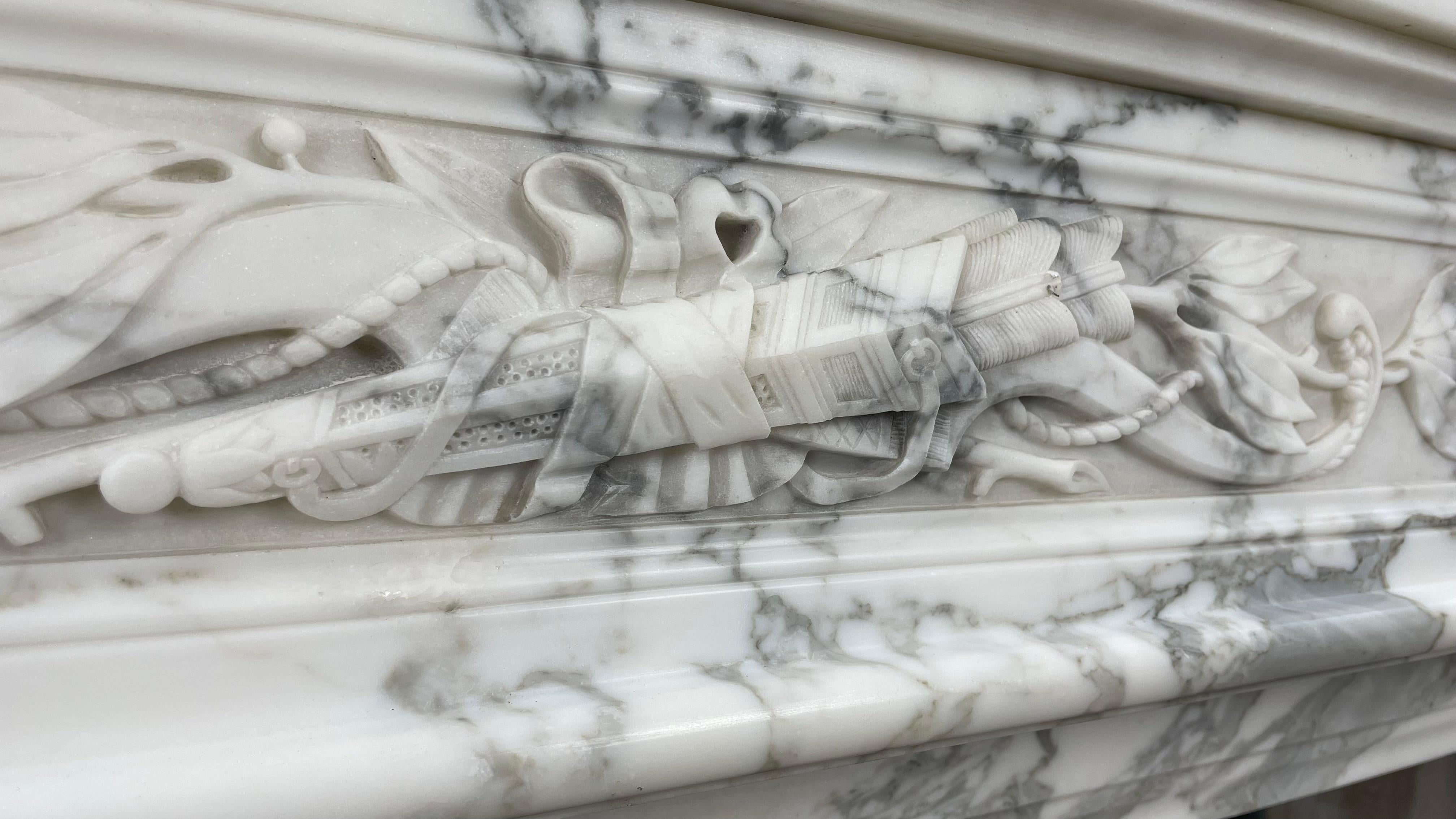 EXCLUSIVE  Antique Fireplace Surround Arabescato Marble *FREE  SHIPPING For Sale 5
