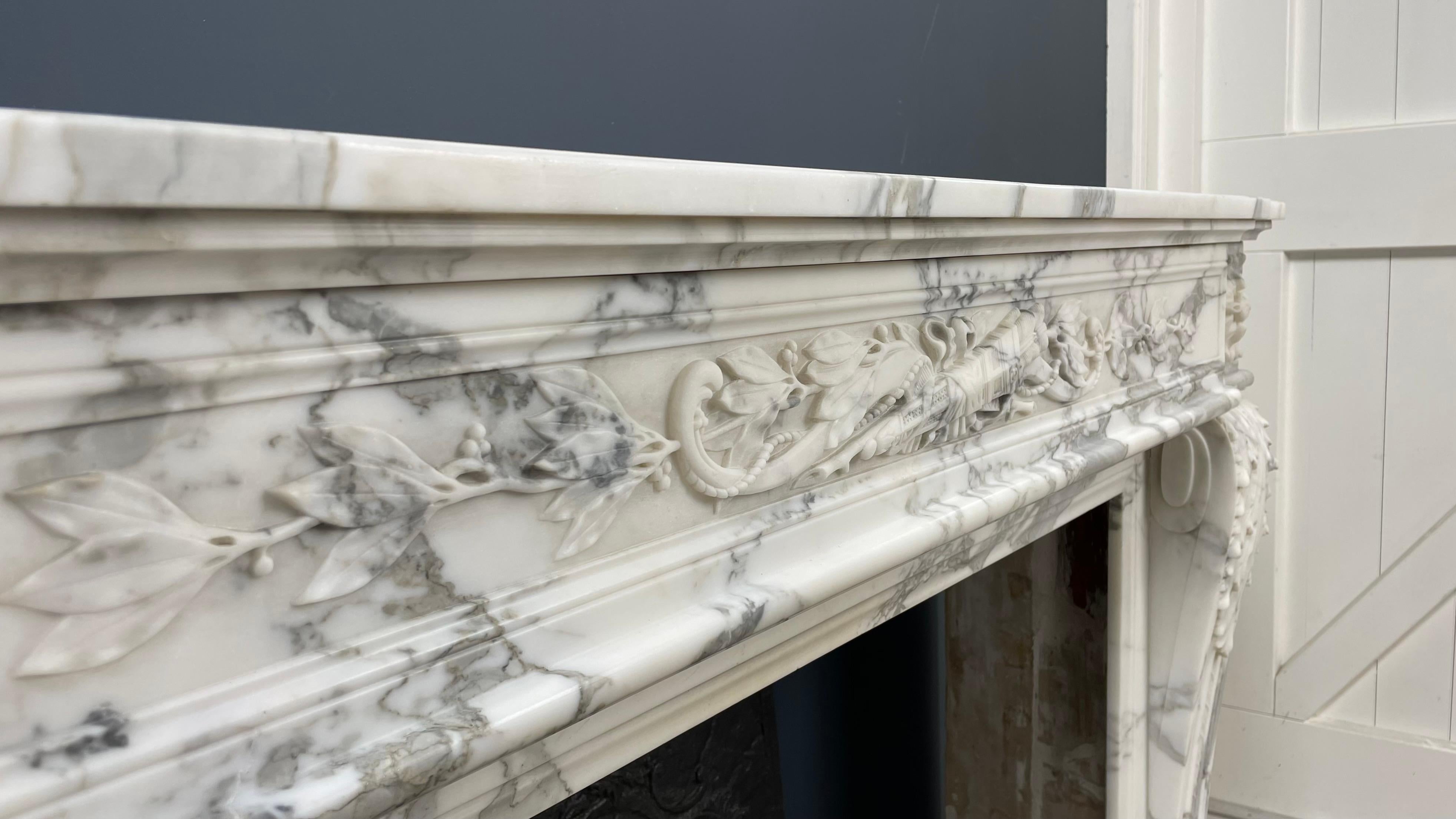 EXCLUSIVE  Antique Fireplace Surround Arabescato Marble *FREE  SHIPPING  For Sale 8