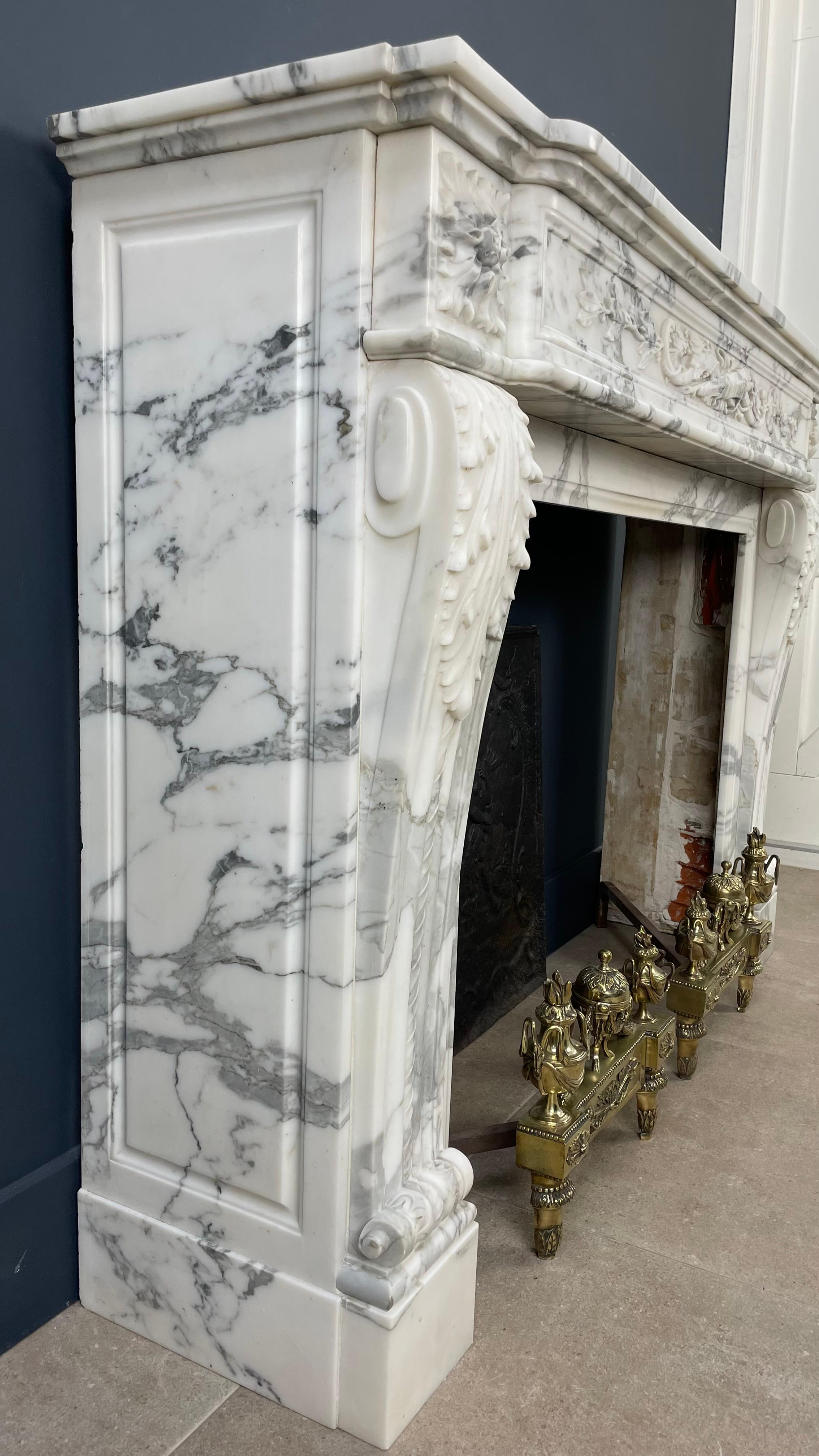 EXCLUSIVE  Antique Fireplace Surround Arabescato Marble *FREE  SHIPPING  For Sale 11