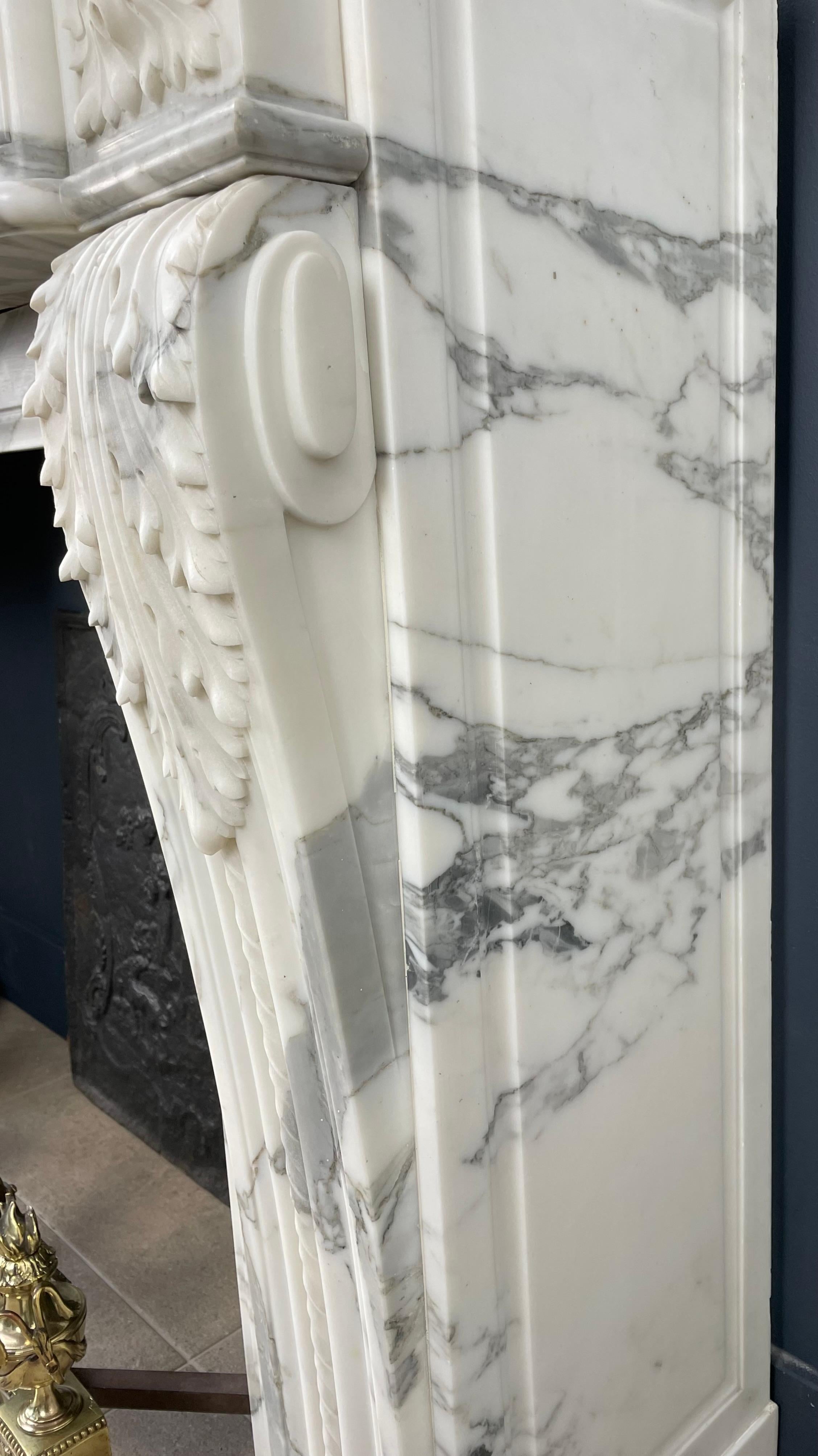 French EXCLUSIVE  Antique Fireplace Surround Arabescato Marble *FREE  SHIPPING For Sale