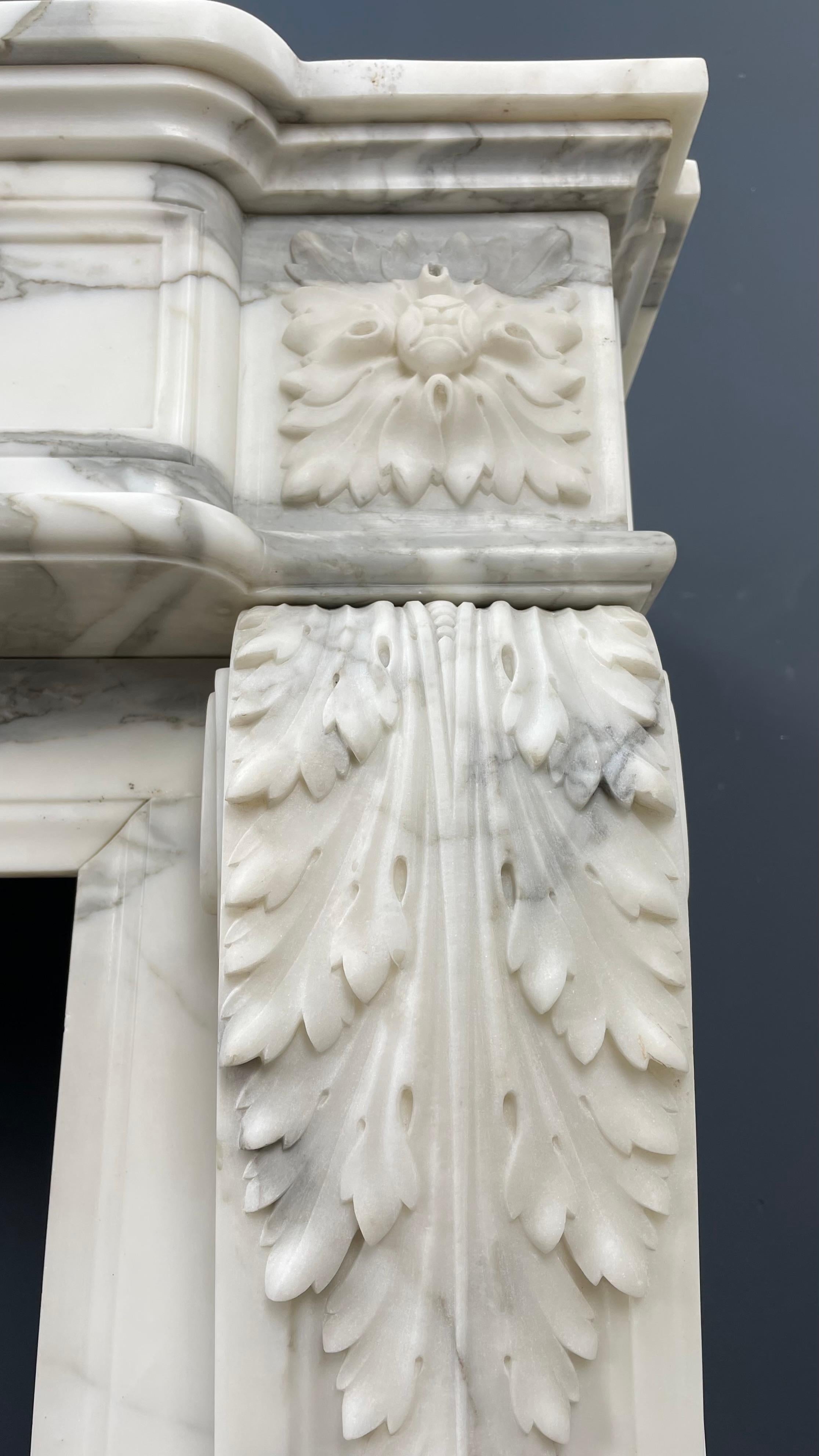 19th Century EXCLUSIVE  Antique Fireplace Surround Arabescato Marble *FREE  SHIPPING  For Sale
