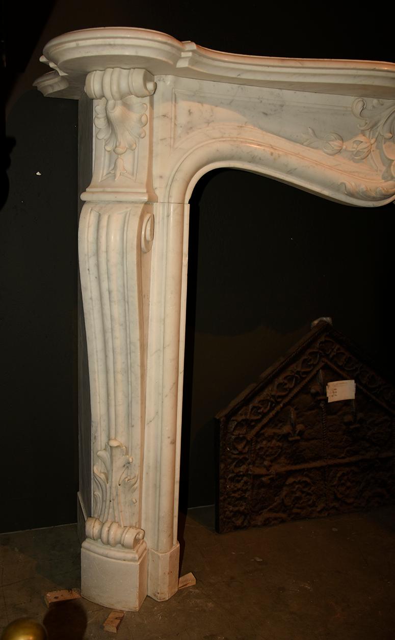 French Exclusive Antique Marble Fireplace Mantel, 19th Century