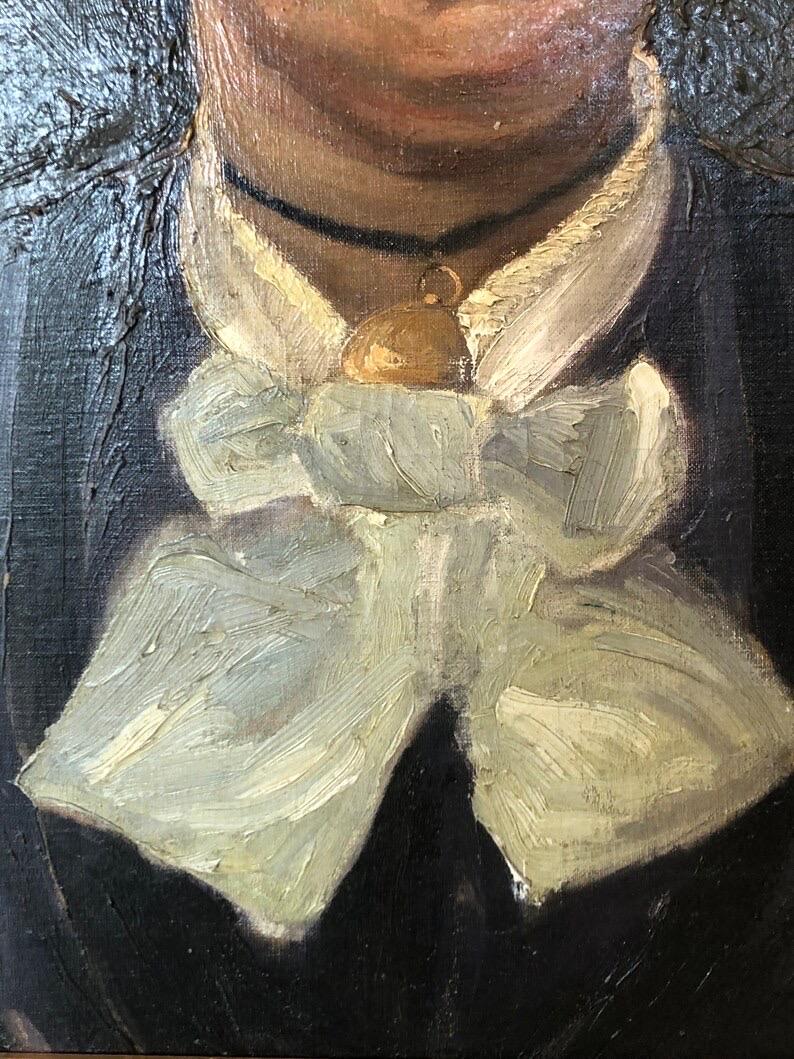 Grande huile sur toile originale danoise d'un portrait de femme en vente 1