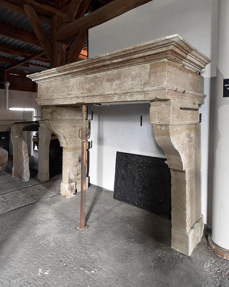 A very exclusive antique sandstone castle fireplace mantel piece from the 19th century.
Recuperated from a castle near Paris in France.
Fireplace to be placed around the chimney.