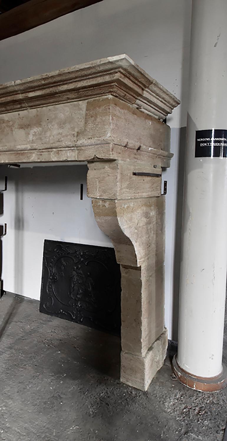 French Exclusive Antique Sandstone Castle Fireplace Mantel Piece, 19th Century