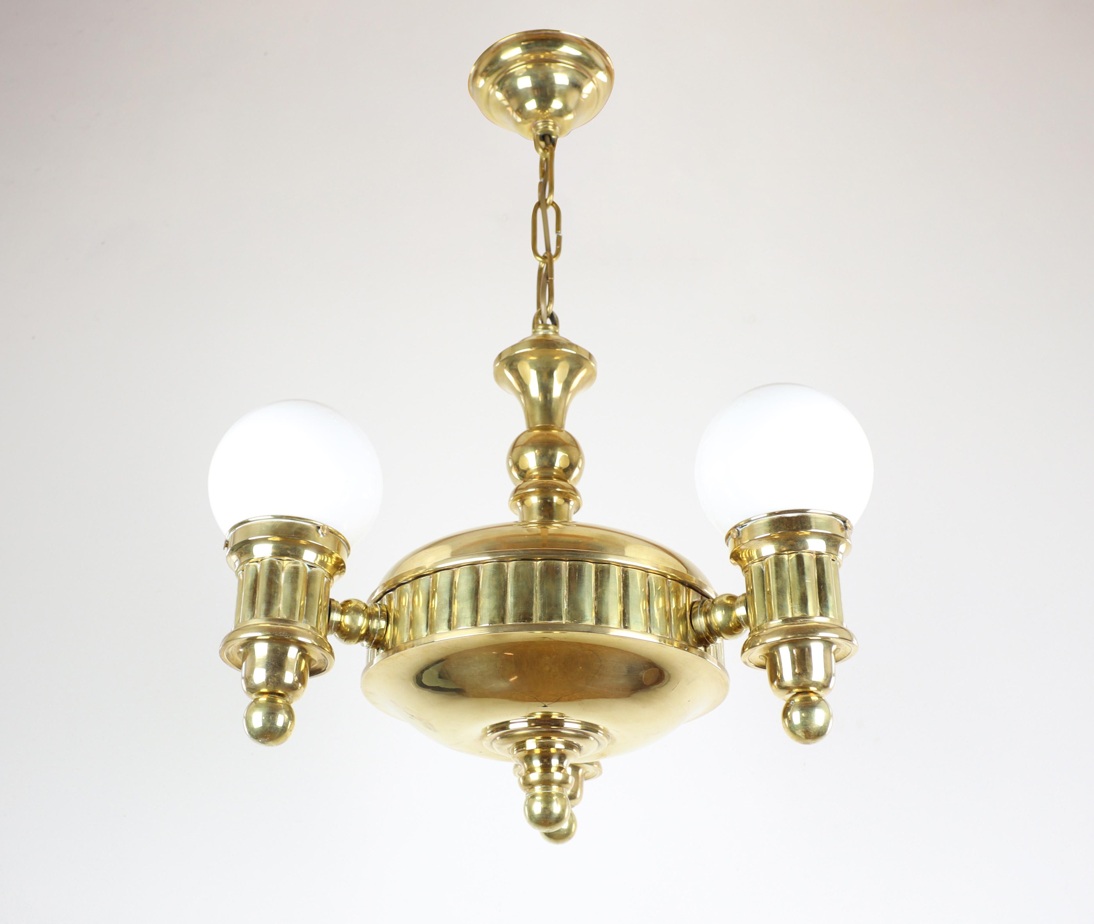 Czech Exclusive Art Deco Chandelier with Swivel Arms 'Three-Arm Design' For Sale