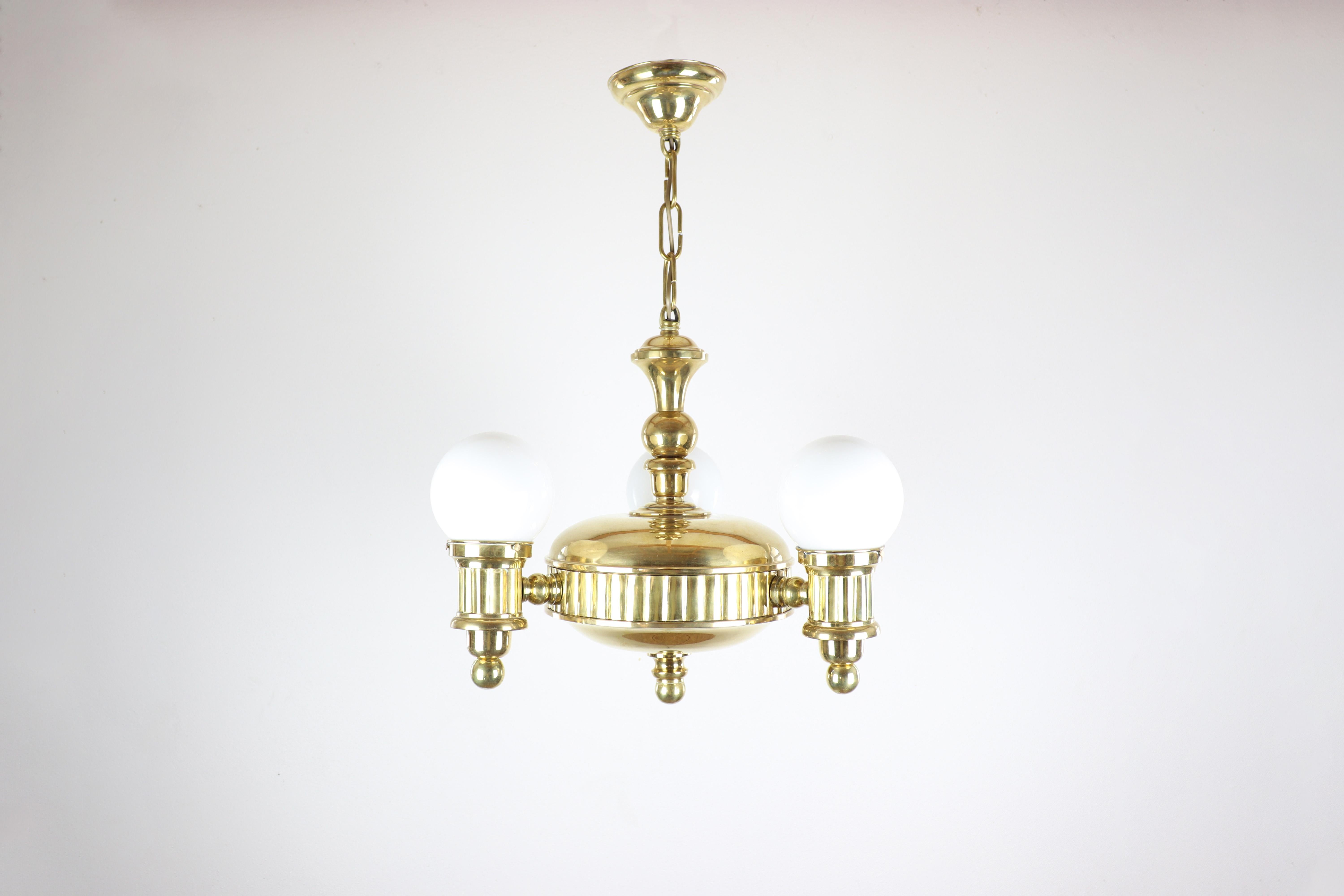 Exclusive Art Deco Chandelier with Swivel Arms 'Three-Arm Design' In Good Condition For Sale In Brno, CZ