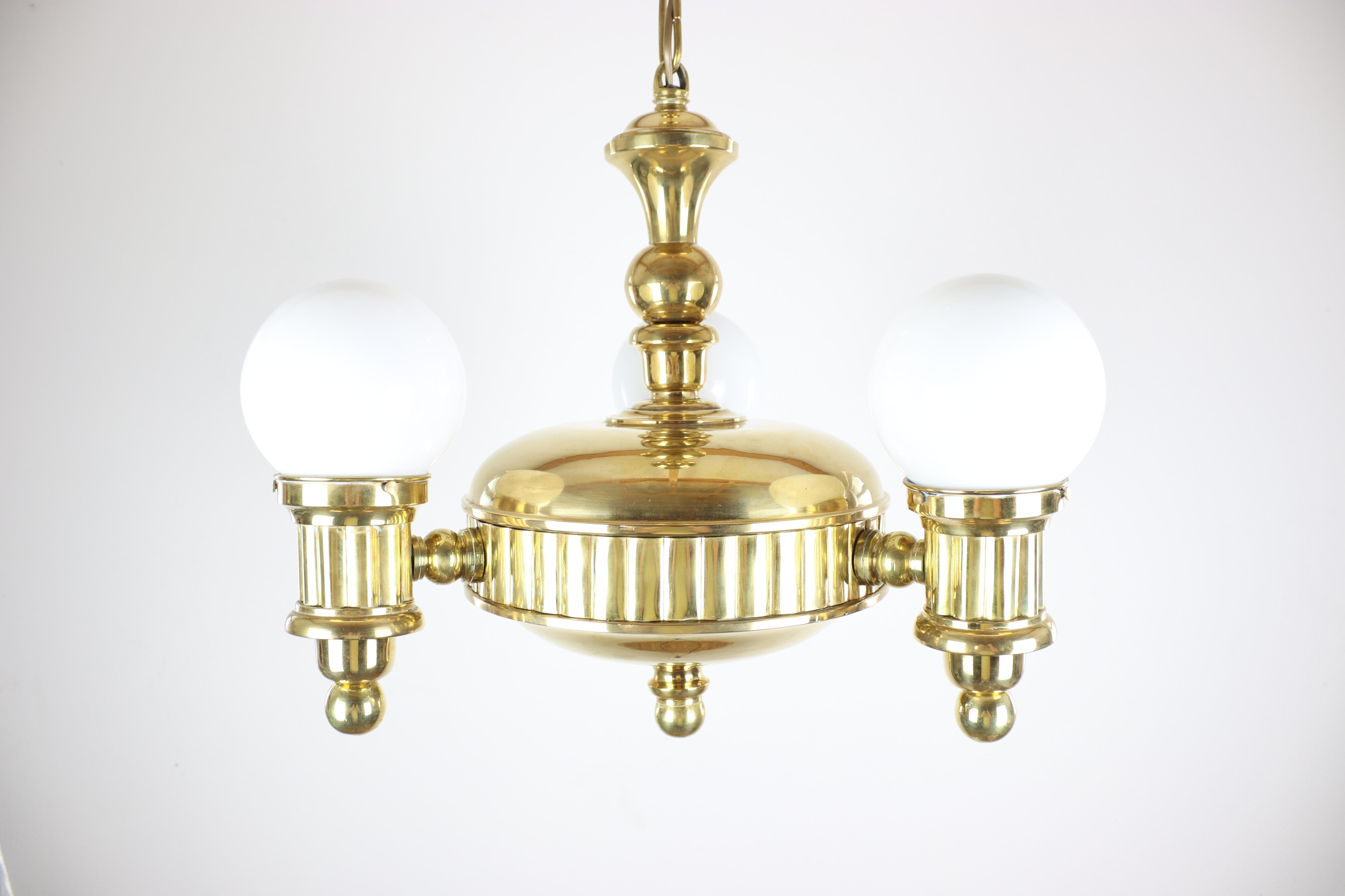 Early 20th Century Exclusive Art Deco Chandelier with Swivel Arms 'Three-Arm Design' For Sale