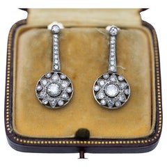 Boucles d'oreilles Art déco exclusives en or jaune 18 carats et platine avec diamants
