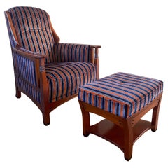 Retro Exclusive Art Deco Style Lounge Chair With Footstool By Schuitema, Model Horta.