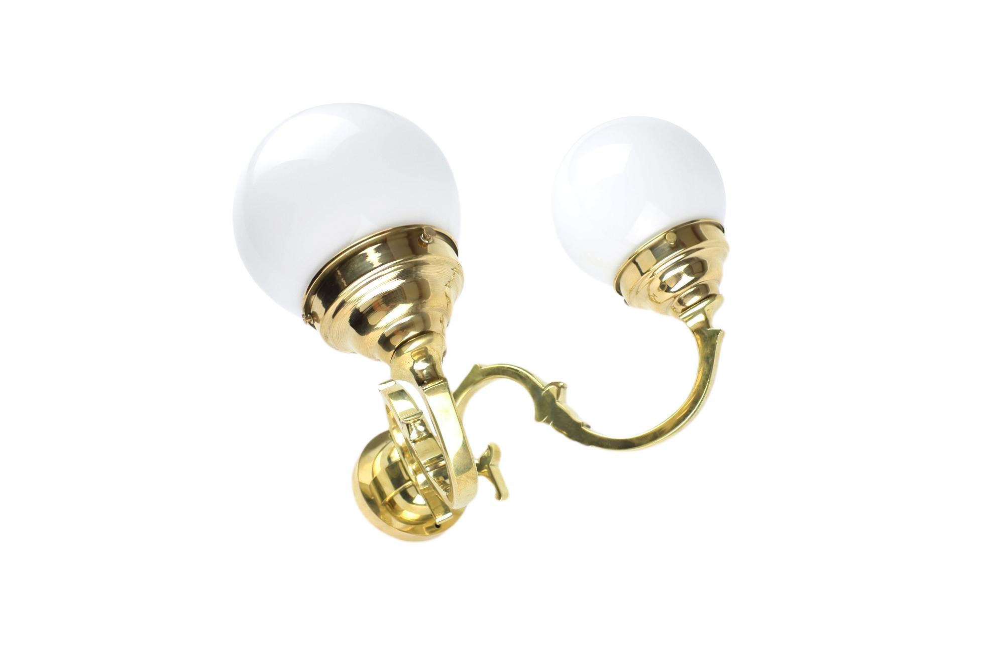 Exclusive Art Deco Wall Brass Pair Lamps For Sale 2