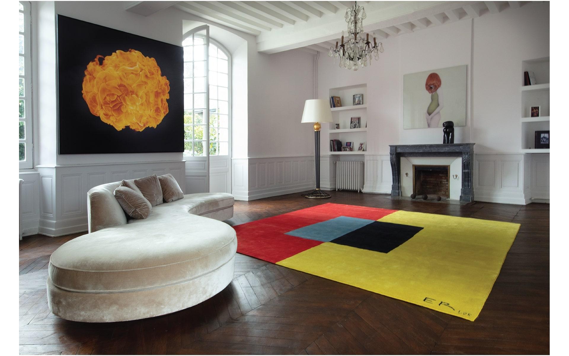 -Design No. 2 by Ellen Richman
-Wool
-2018
-320 x 320 cm, 126 x 126 in
-Signature woven on bottom right
-Manufactured in Boccara workshop, Egypt. Finishing in Paris, France

Ellen Richman is an abstract painter who was born in Minneapolis, MN in