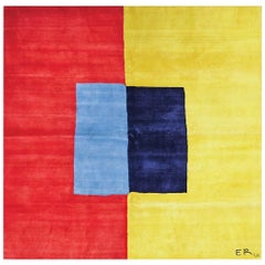 Exclusive Artistic Rug by Contemporary Artist Ellen Richman, Red and Yellow