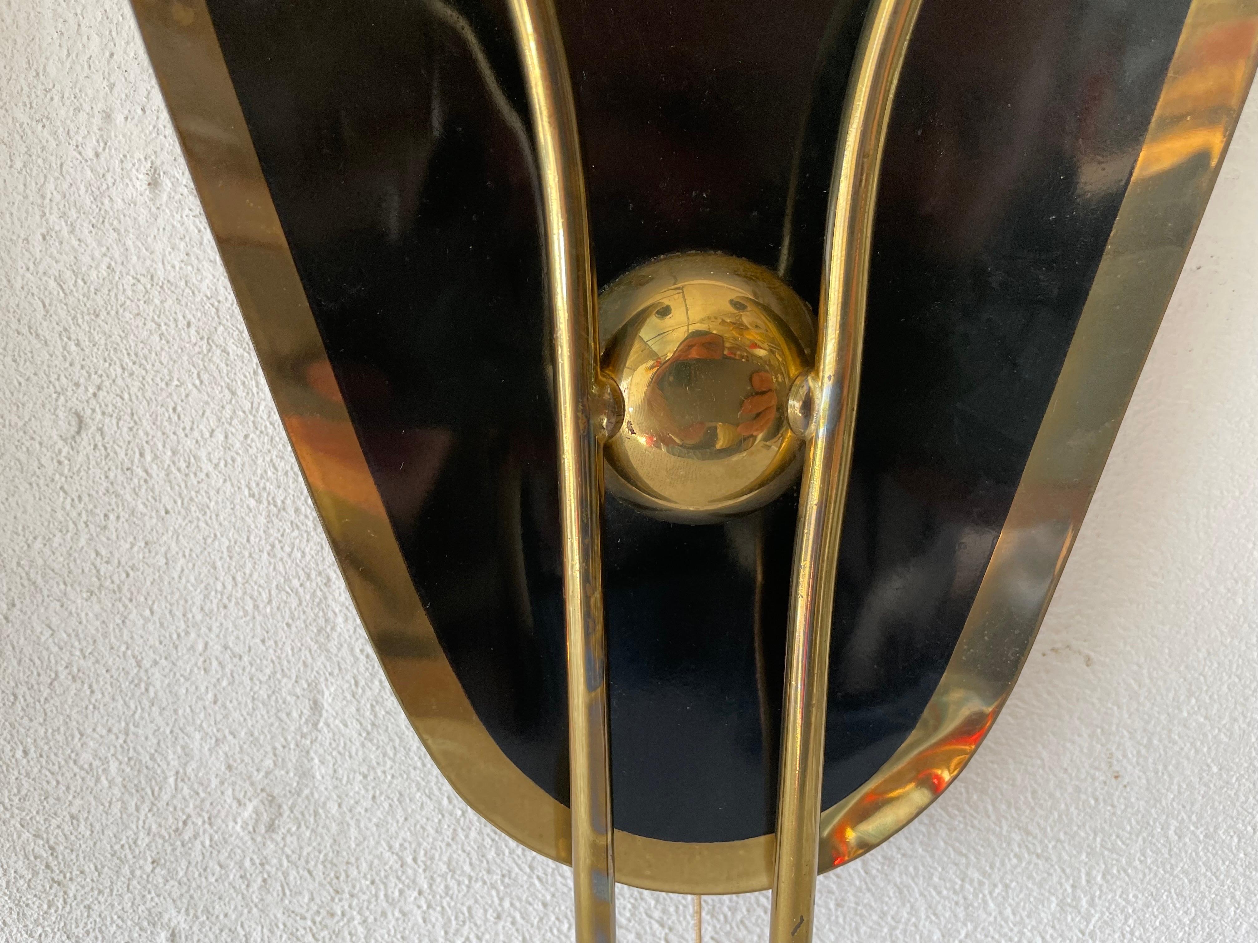 Exclusive Atomic Design Brass Black Metal Pair of Sconces, 1950s, Germany For Sale 2