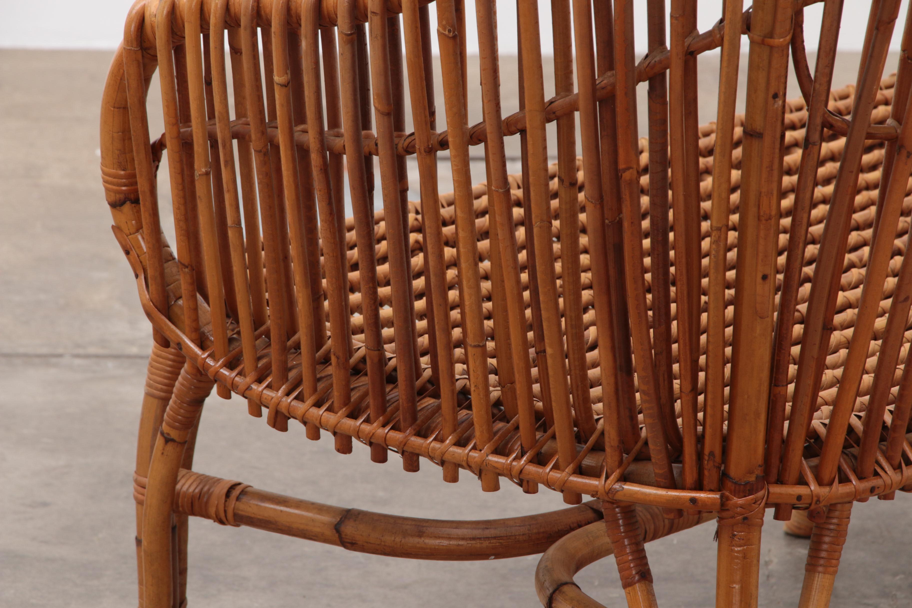 Exclusive Bamboo and Rattan Chaise Lounge Attributed to Franco Albini For Sale 4