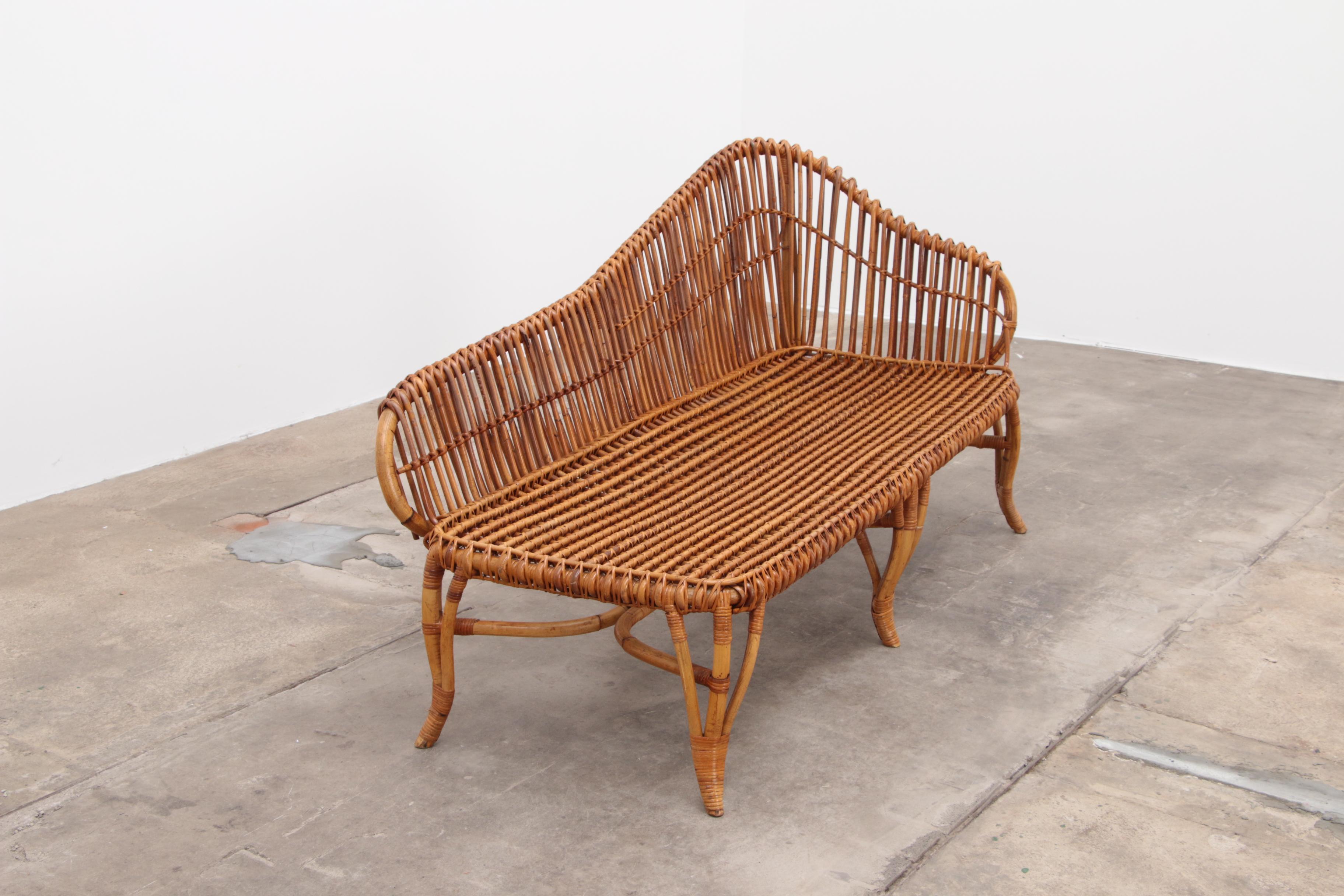 Exclusive Bamboo and Rattan Chaise Lounge Attributed to Franco Albini In Excellent Condition For Sale In Oostrum-Venray, NL