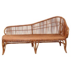 Used Exclusive Bamboo and Rattan Chaise Lounge Attributed to Franco Albini
