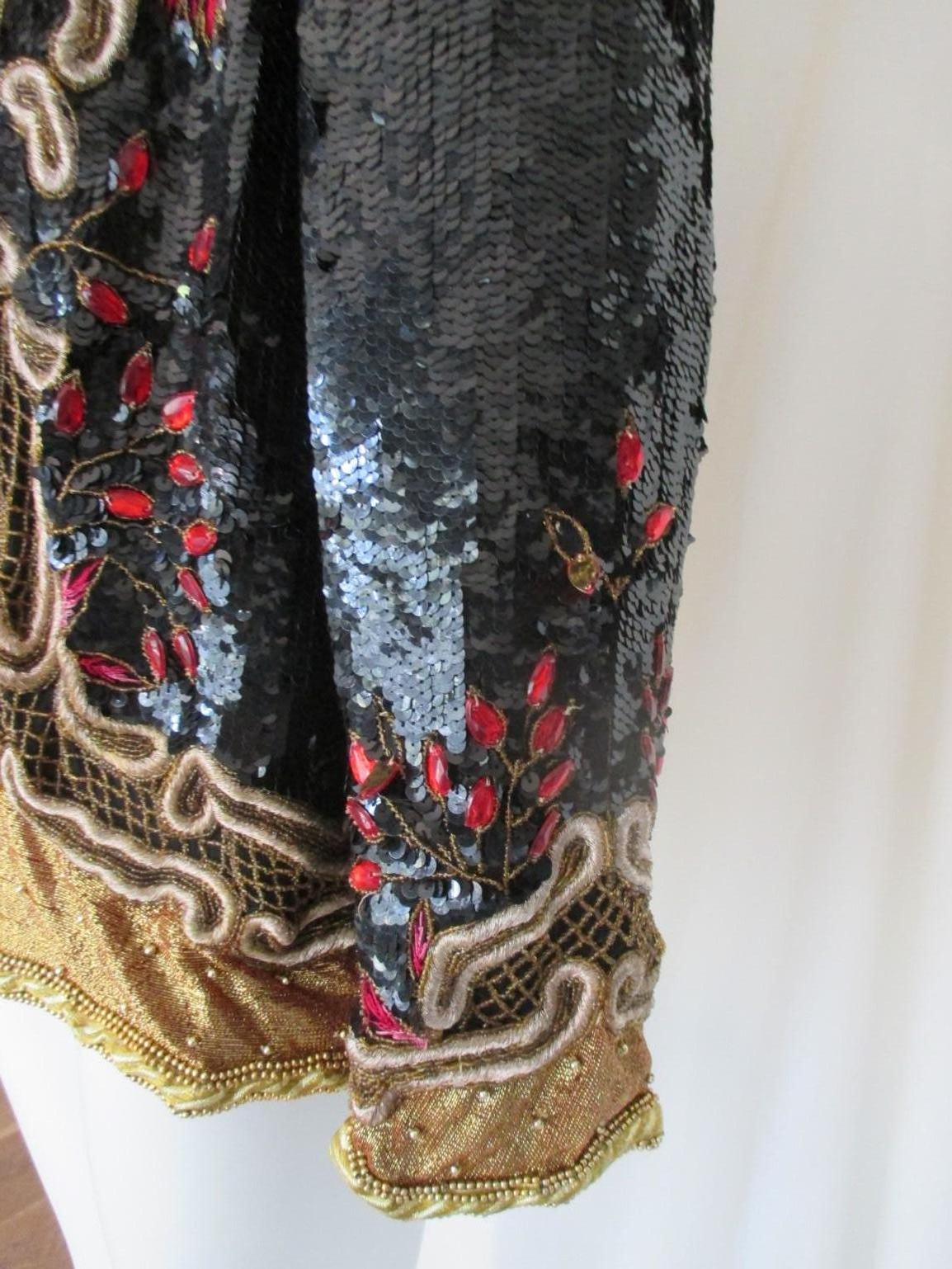 Exclusive Black and Gold Sequin Evening Jacket For Sale 5