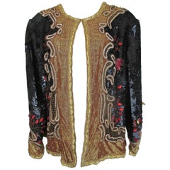 Exclusive Black and Gold Sequin Evening Jacket