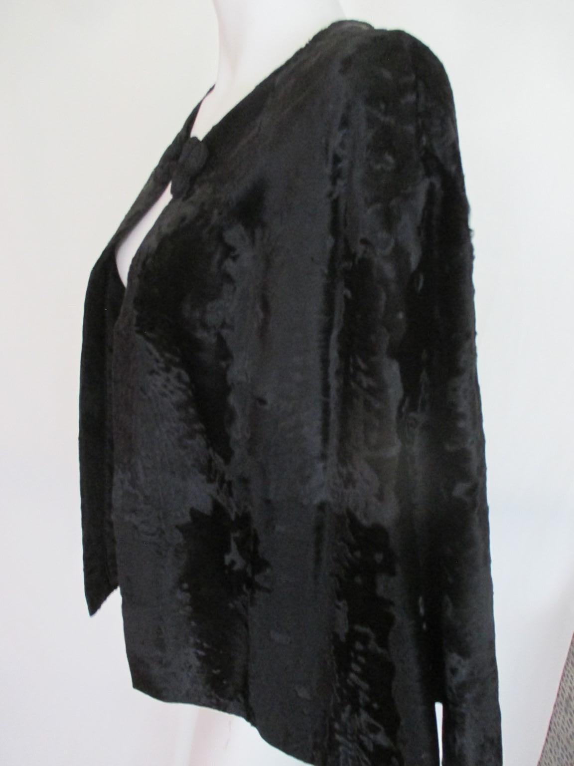 Women's or Men's Exclusive Black Broadtail Lamb Fur Cape For Sale