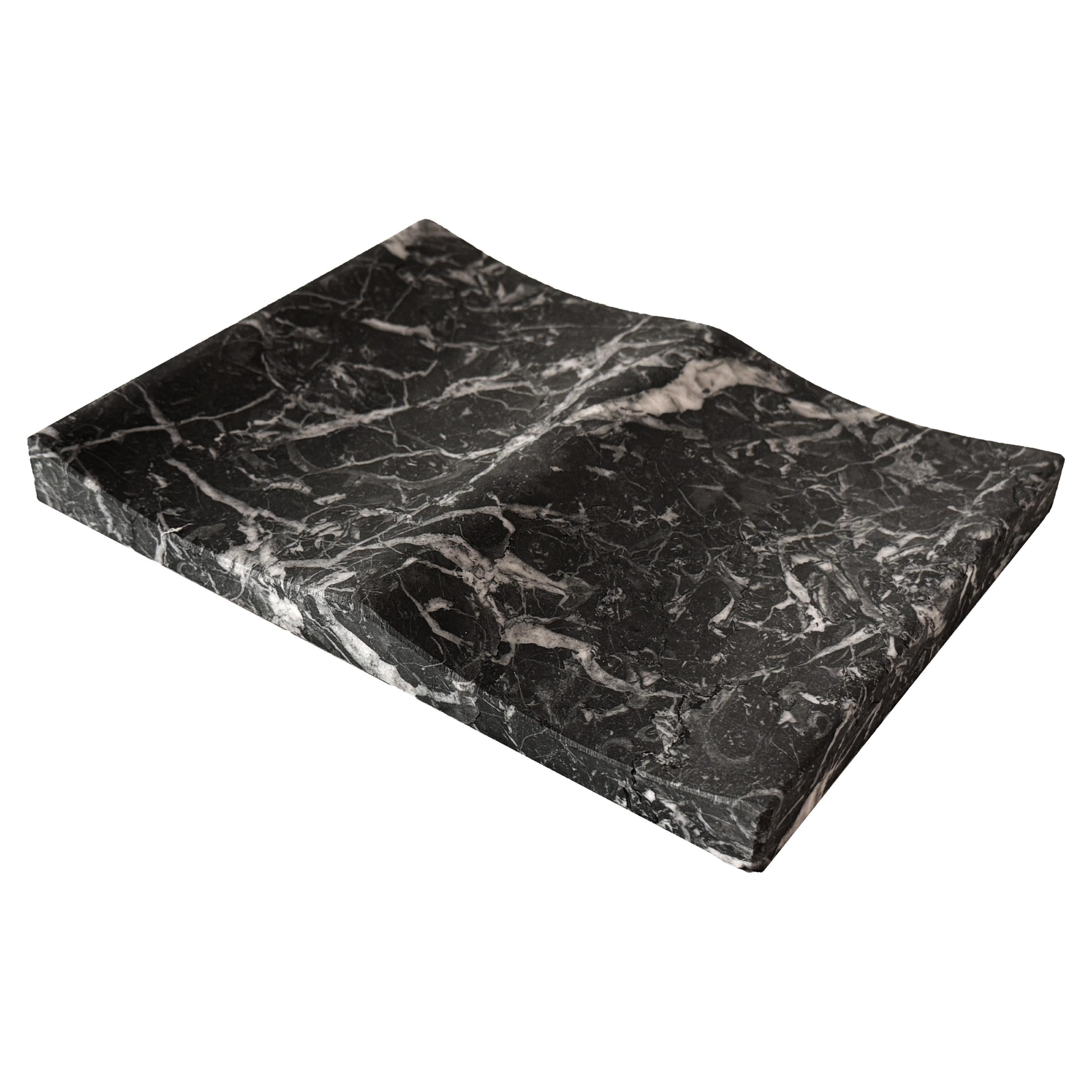 Exclusive Black Marquina Marble Luxury Jewelry Tray Double Vide-Poche Design
