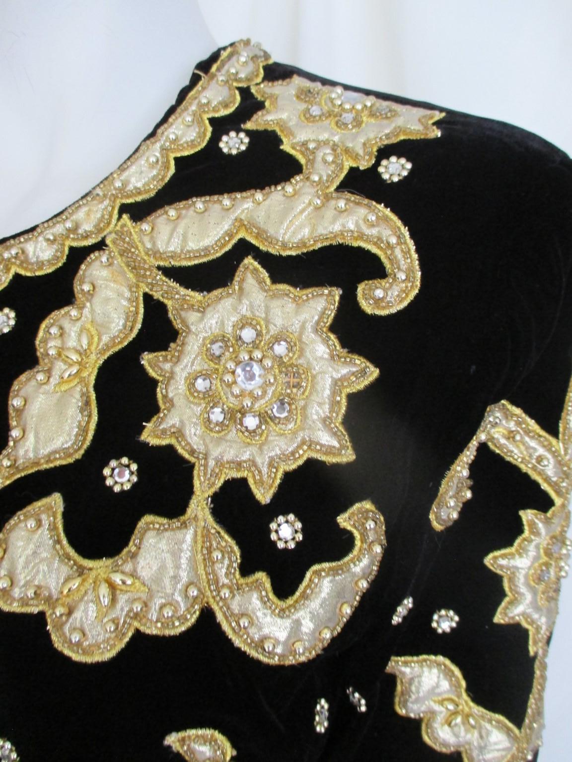 Exclusive Black Velvet and Gold Embroidered Bolero/Jacket For Sale 1