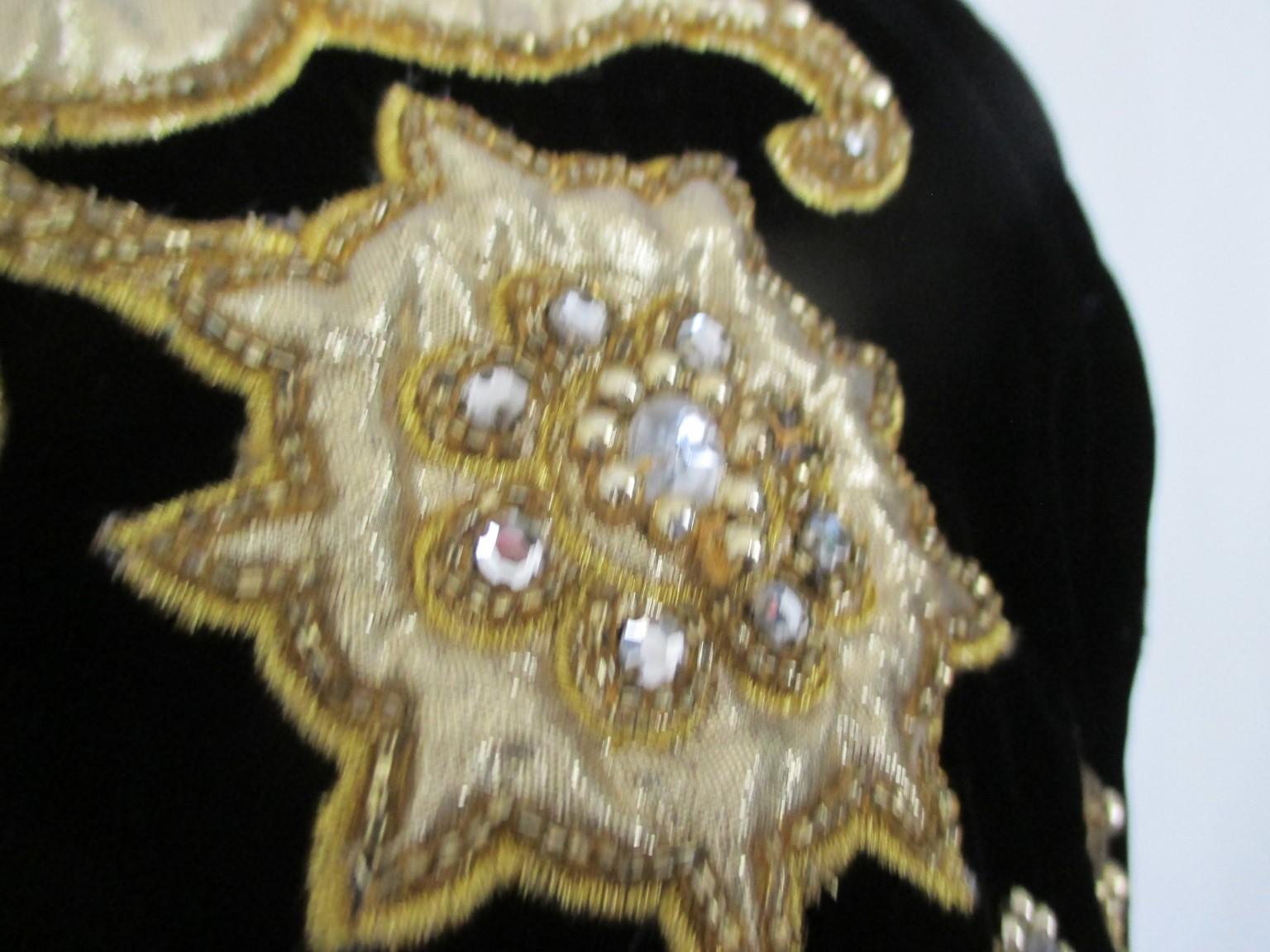 Exclusive Black Velvet and Gold Embroidered Bolero/Jacket For Sale 2