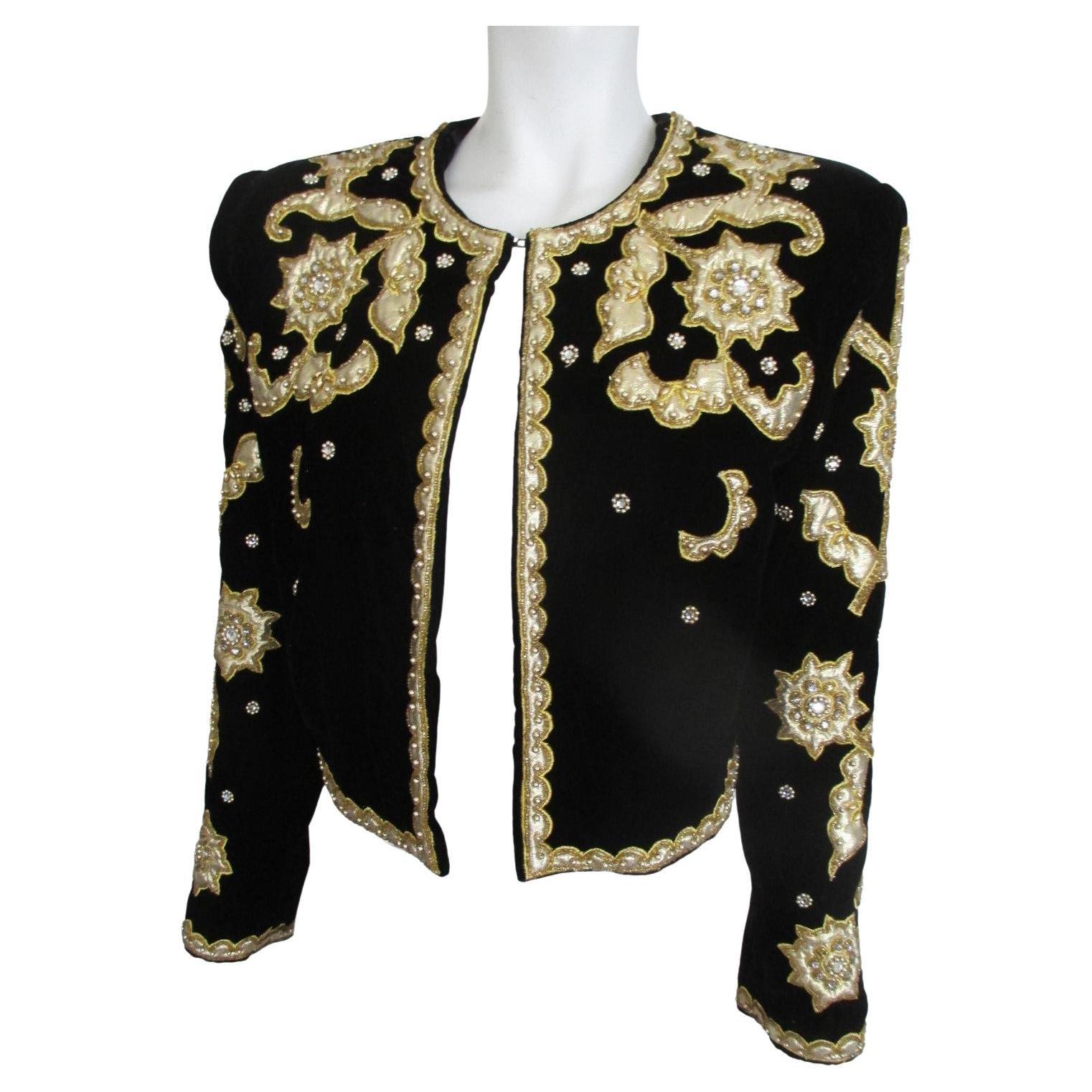 Exclusive Black Velvet and Gold Embroidered Bolero/Jacket