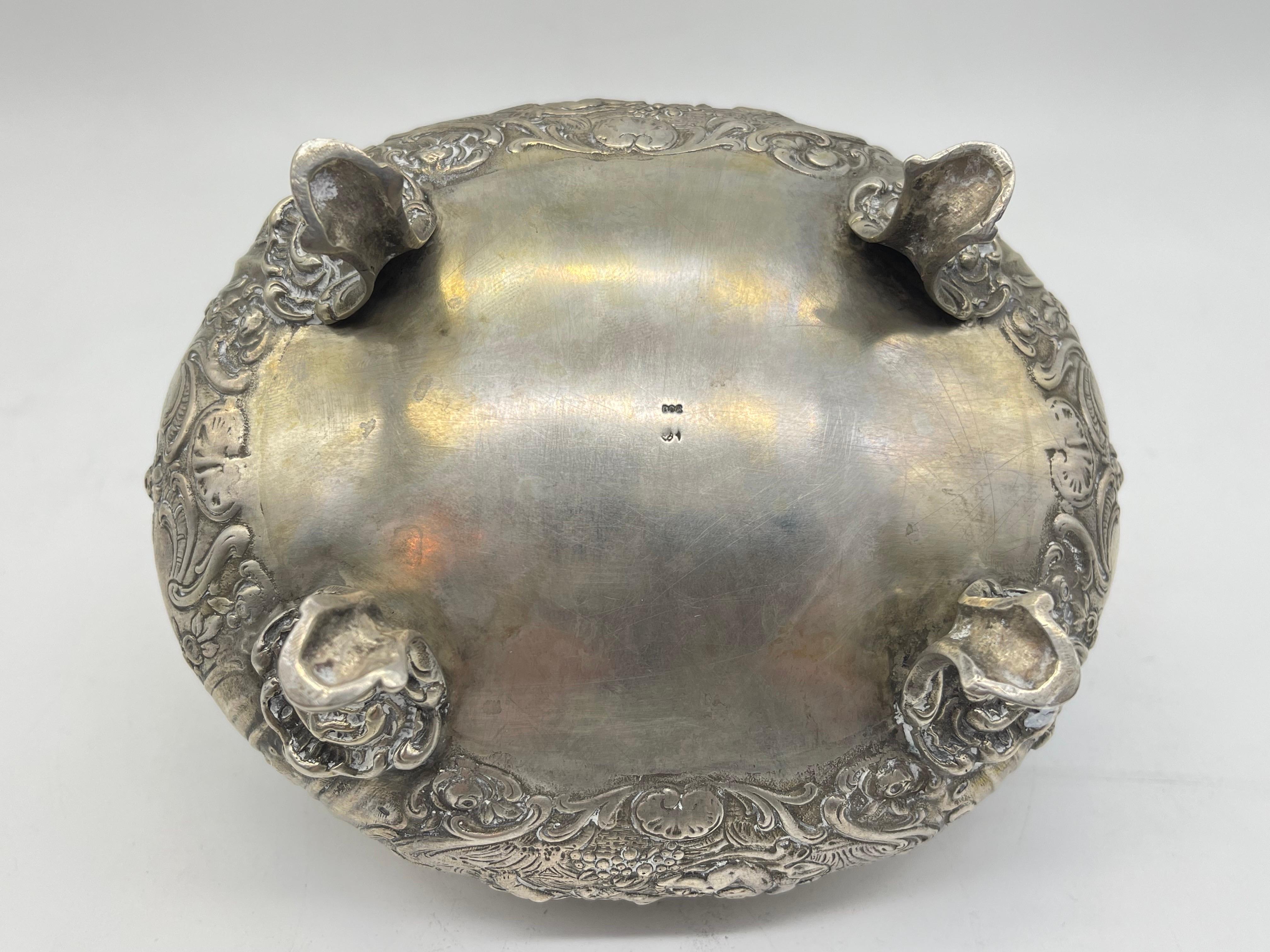 Exclusive Bonboniere / Sugar Lidded box 800 Silver Germany gilded, Flowers Putto For Sale 15