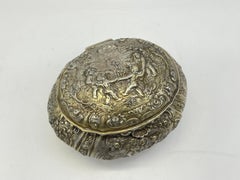 Exclusive Bonboniere / Sugar Lidded box 800 Silver Germany gilded, Flowers Putto