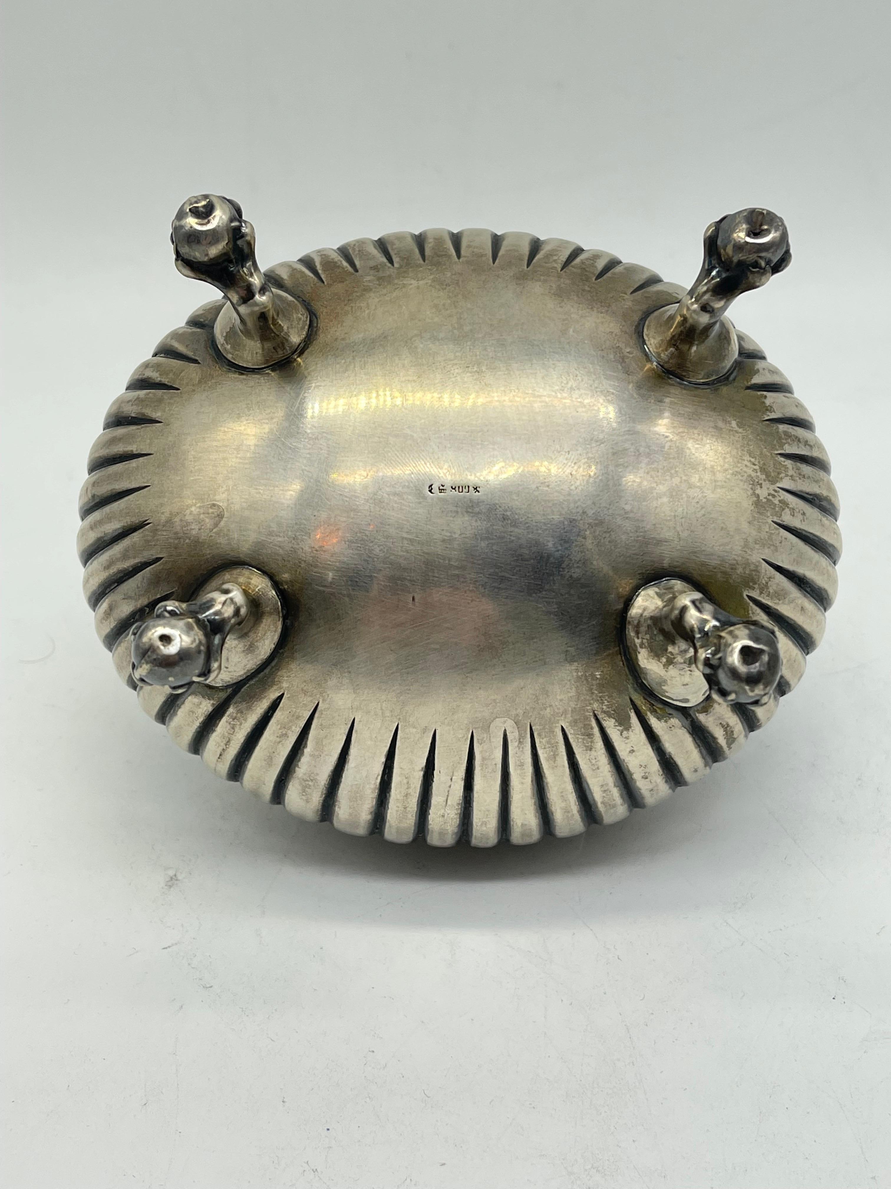 Exclusive Bonboniere / Sugar Lidded box claw ball feet 800 Silver Germany  For Sale 12