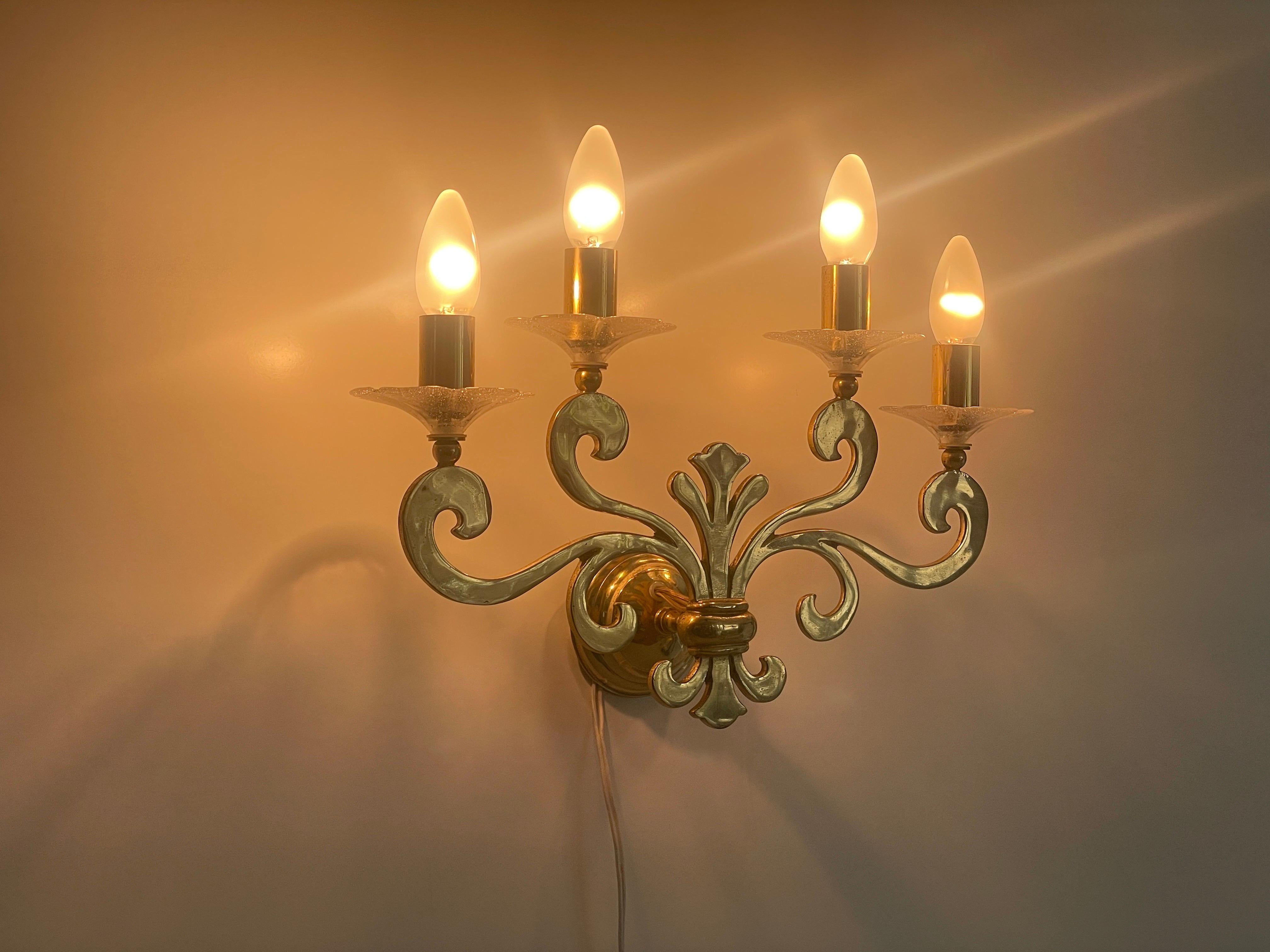 Exclusive Brass 4-armed Single Sconce by Hans Möller, 1960s, Germany en vente 4