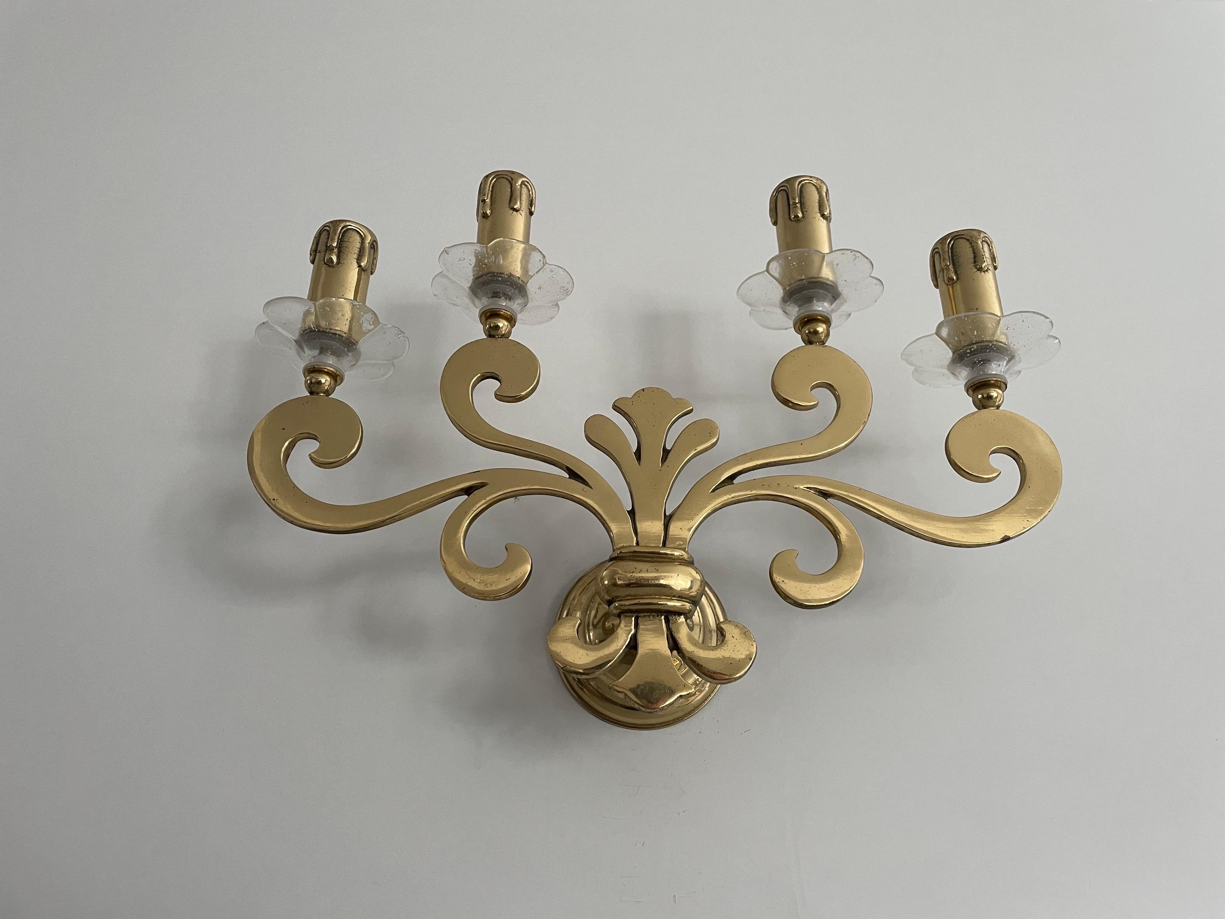 Mid-Century Modern Exclusive Brass 4-armed Single Sconce by Hans Möller, 1960s, Germany en vente