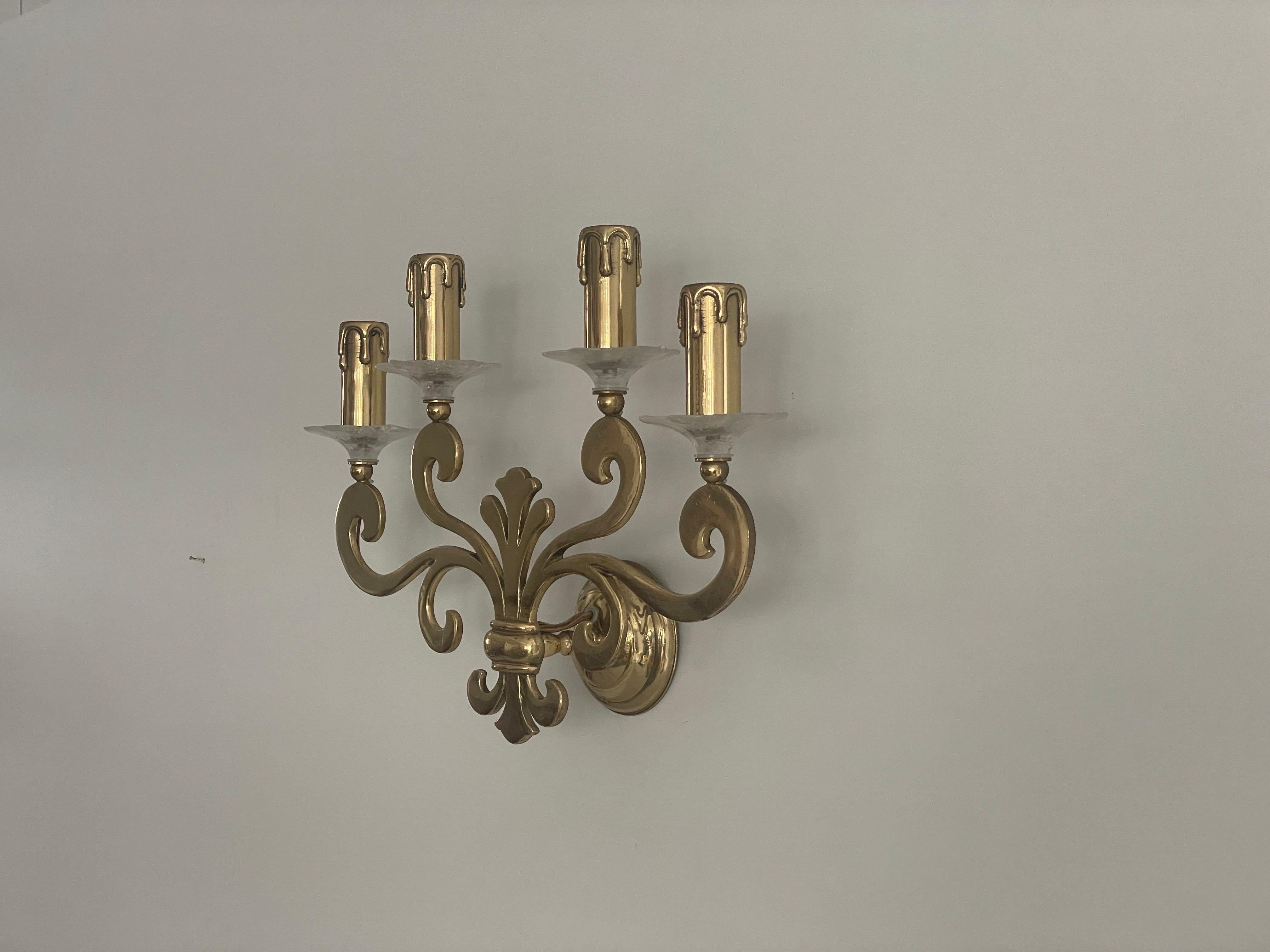 Allemand Exclusive Brass 4-armed Single Sconce by Hans Möller, 1960s, Germany en vente